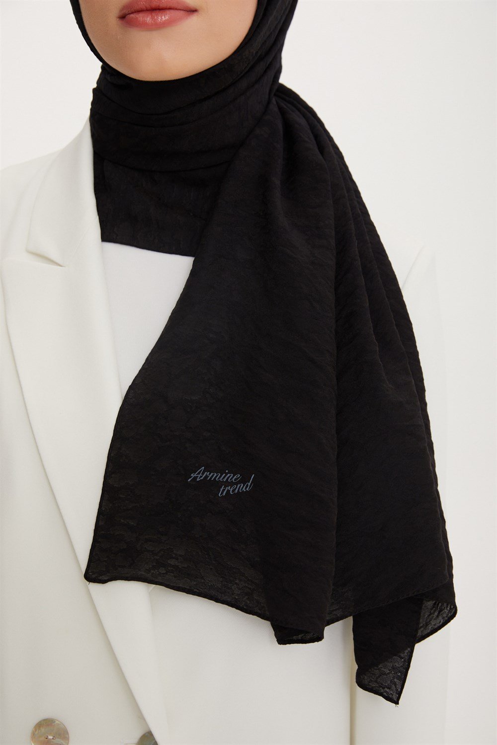 Armine Şal - Vega Bulut Desen - Modal Kumaş - 3'lü Set - Gri, Beyaz, Siyah