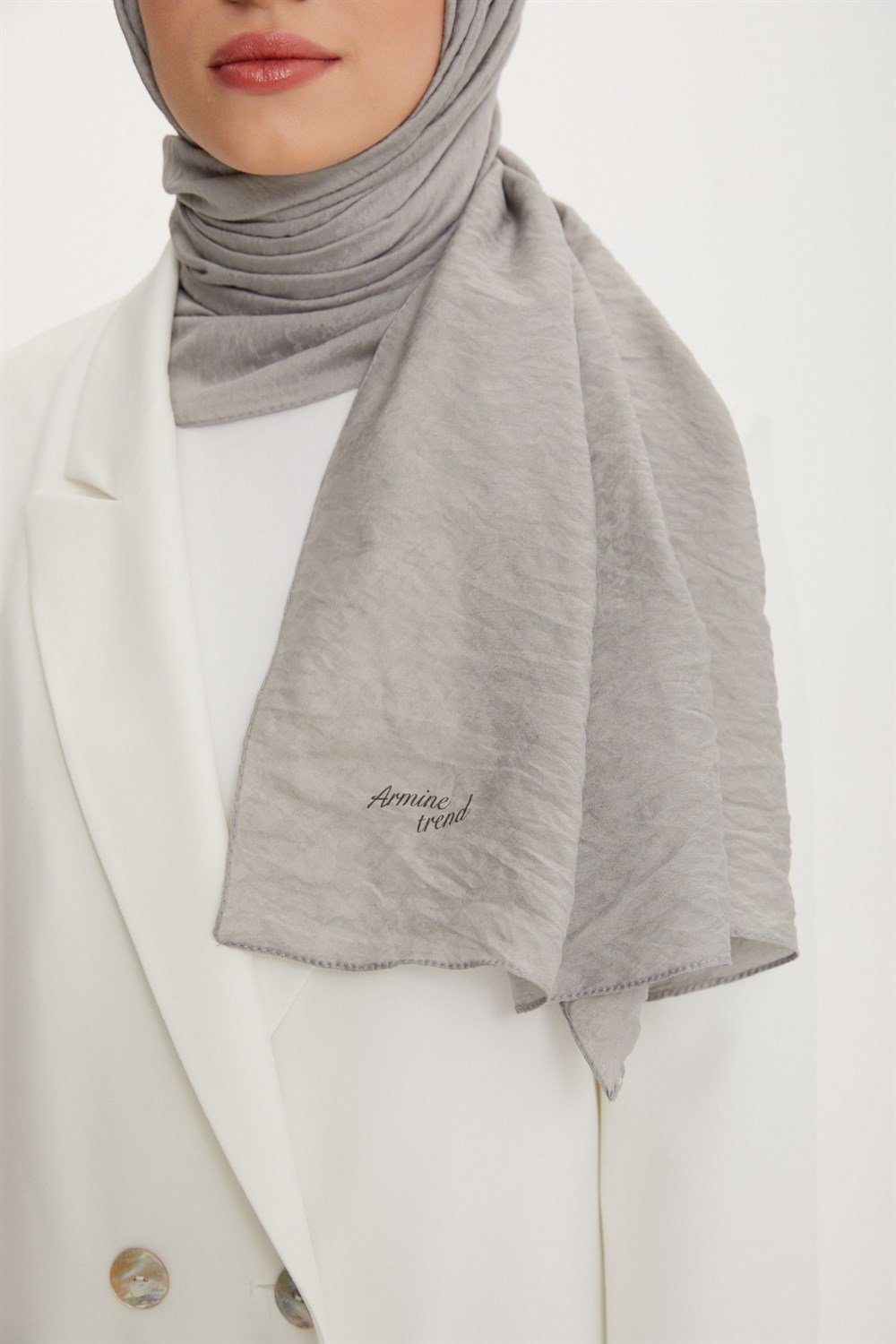 Armine Şal - Vega Bulut Desen - Modal Kumaş - 3'lü Set - Gri, Beyaz, Siyah