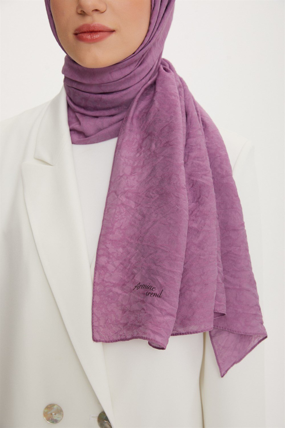 Armine Şal - Vega Bulut Desen - Modal Kumaş - 3'lü Set - Mor, Pembe, Kahve