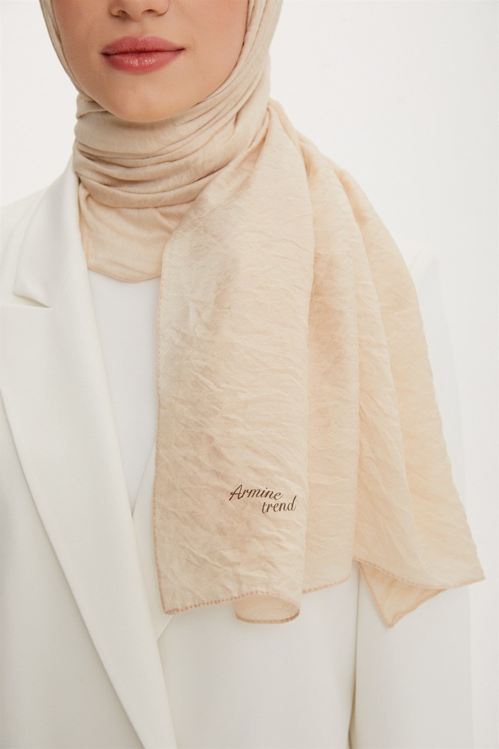 Armine Şal - Vega Bulut Desen - Modal Kumaş - 3'lü Set - Haki, Krem, Açık Kahve
