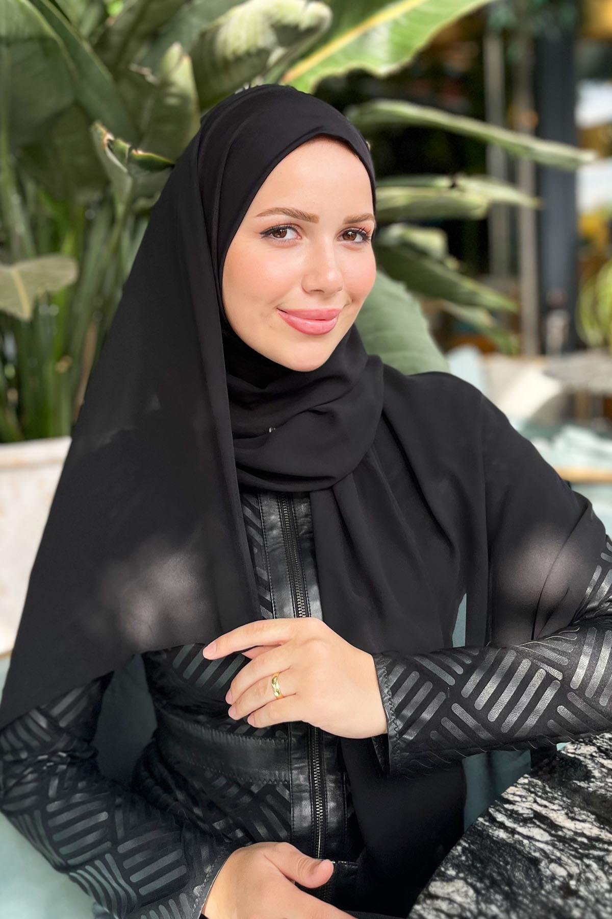 Armine Sandy Pratik Şifon Şal - Siyah