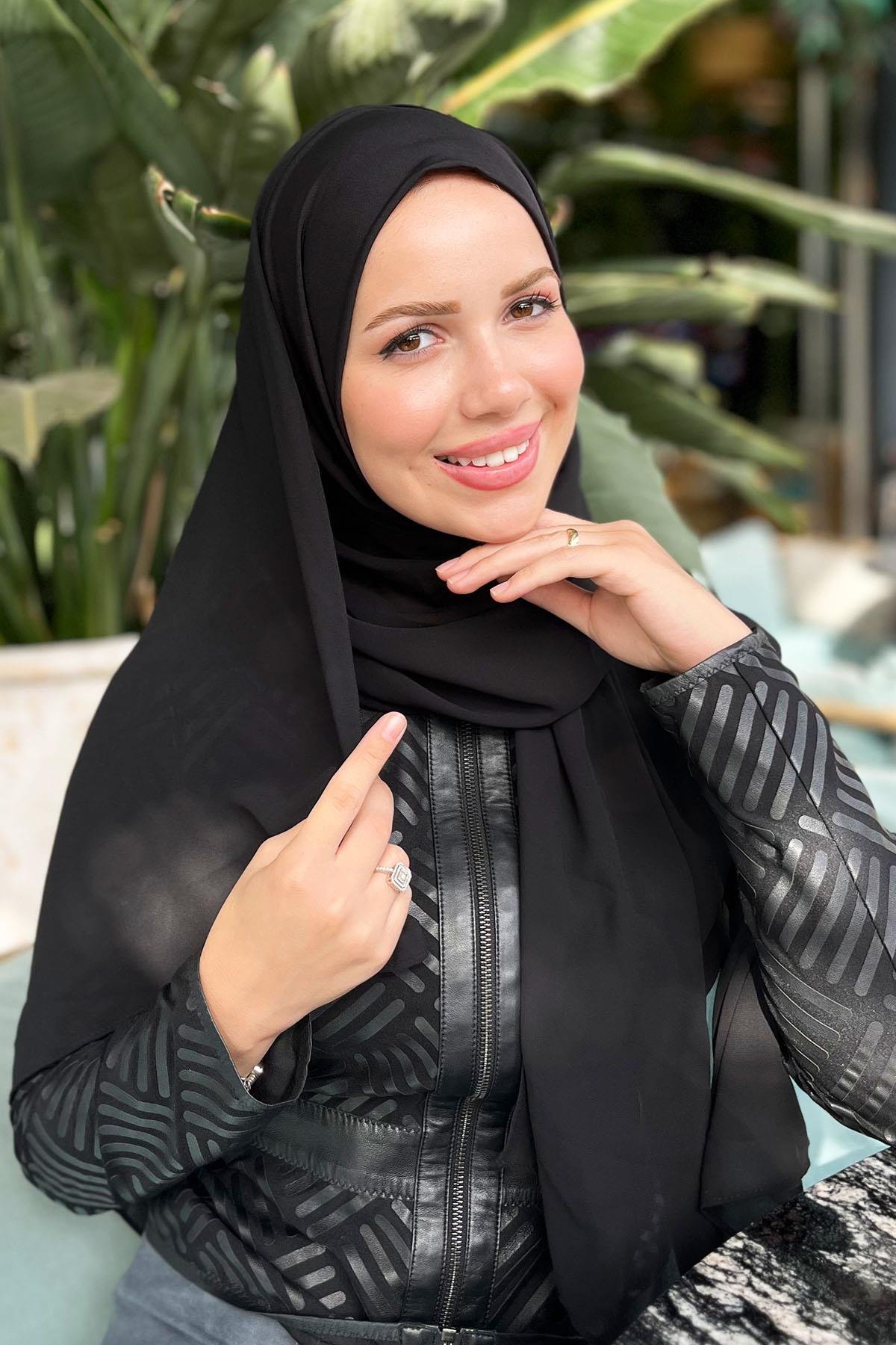 Armine Sandy Pratik Şifon Şal - Siyah