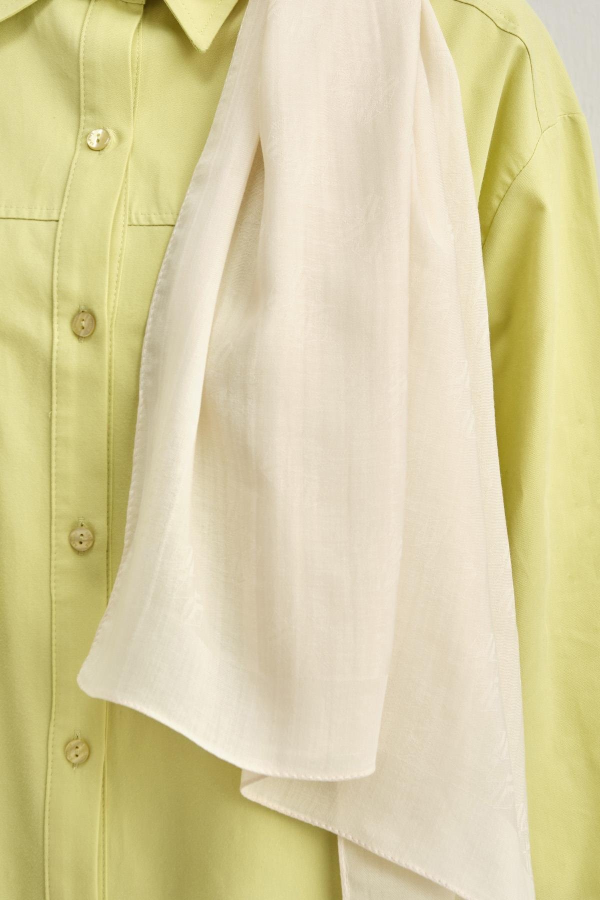 Armine Tensel İpek Şal 1 - Minimal Monogram Desen - 32100 - Krem