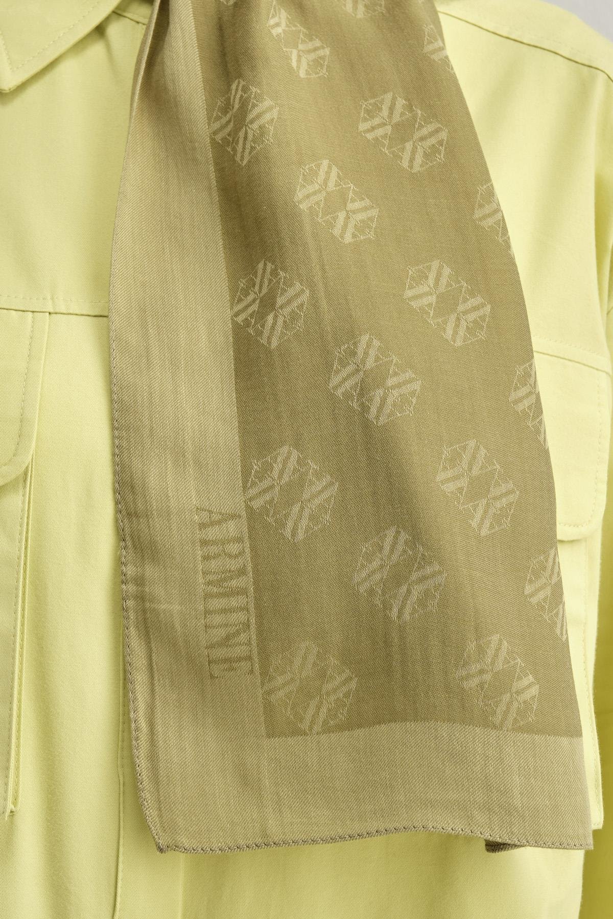 Armine Tensel İpek Şal 1 - Minimal Monogram Desen - 3297 - Yeşil