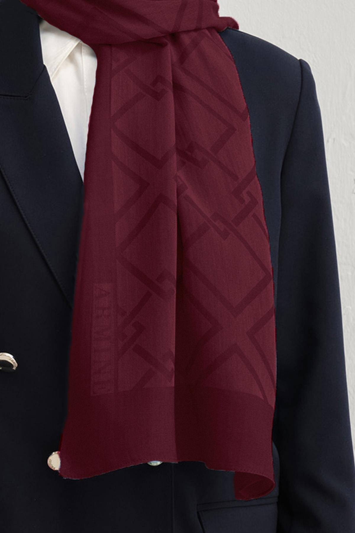 Armine Tensel İpek Şal 2 - Zincir Desen - 03 - Bordo