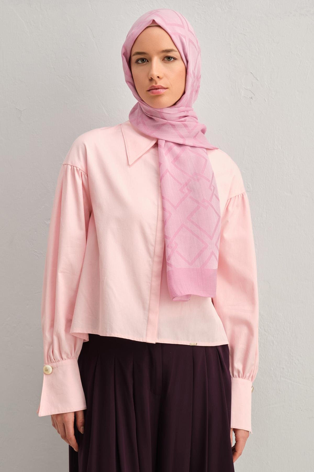 Armine Tensel İpek Şal 2 - Zincir Desen - 32110 - Pembe