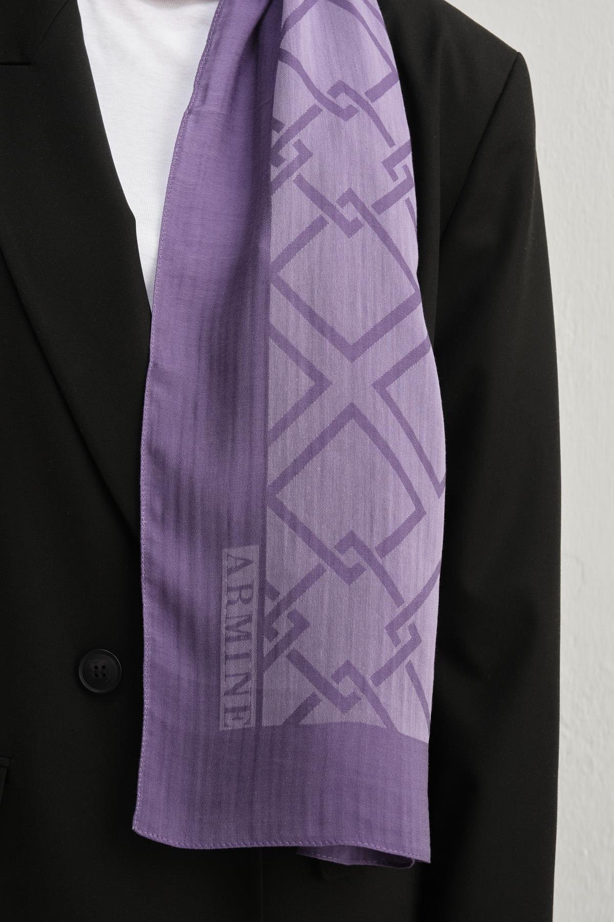 Armine Tensel İpek Şal 2 - Zincir Desen - 3298 - Mor