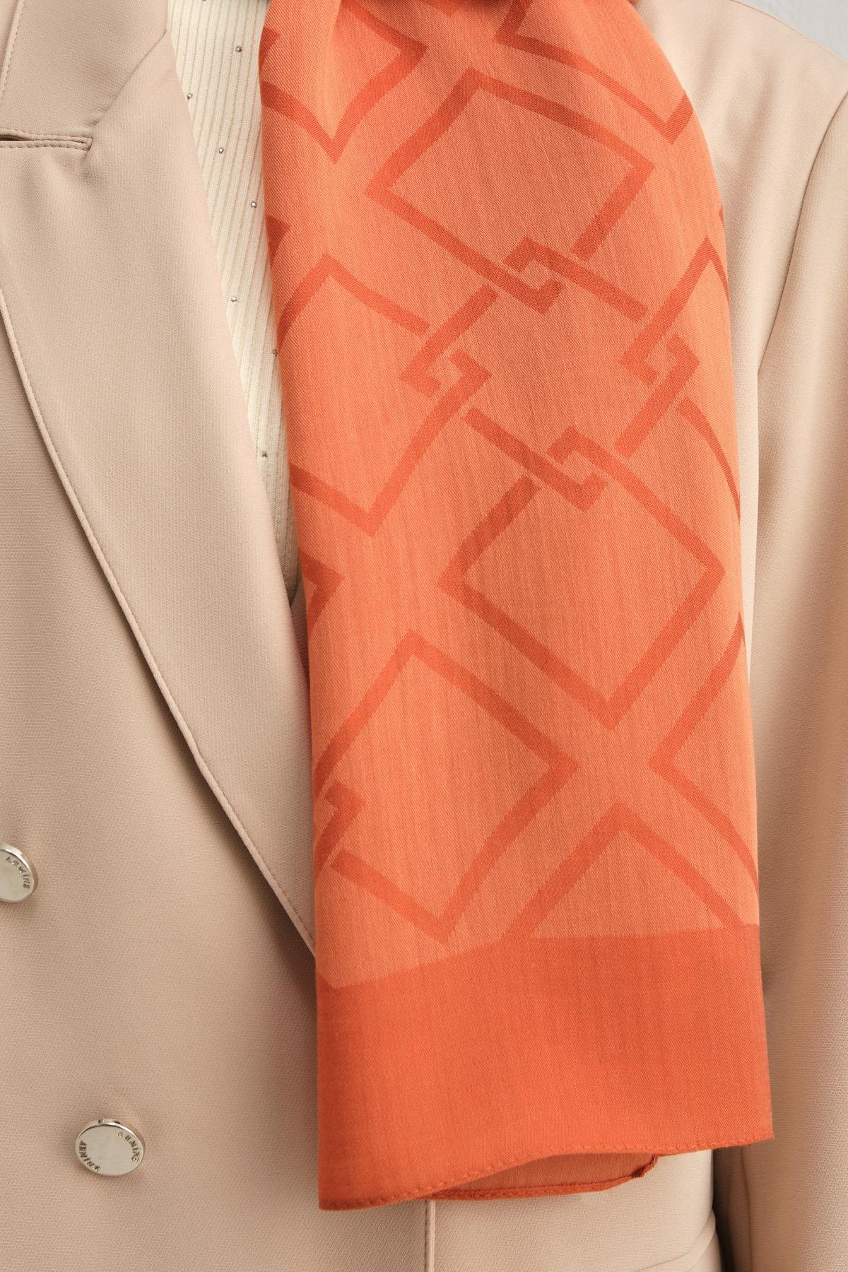 Armine Tensel İpek Şal 2 - Zincir Desen - 32106 - Turuncu