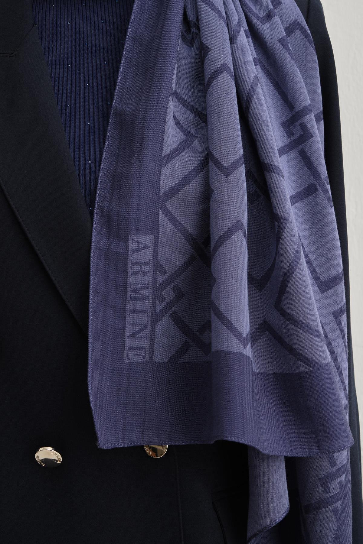 Armine Tensel İpek Şal 2 - Zincir Desen - 3292 - Soft Lacivert