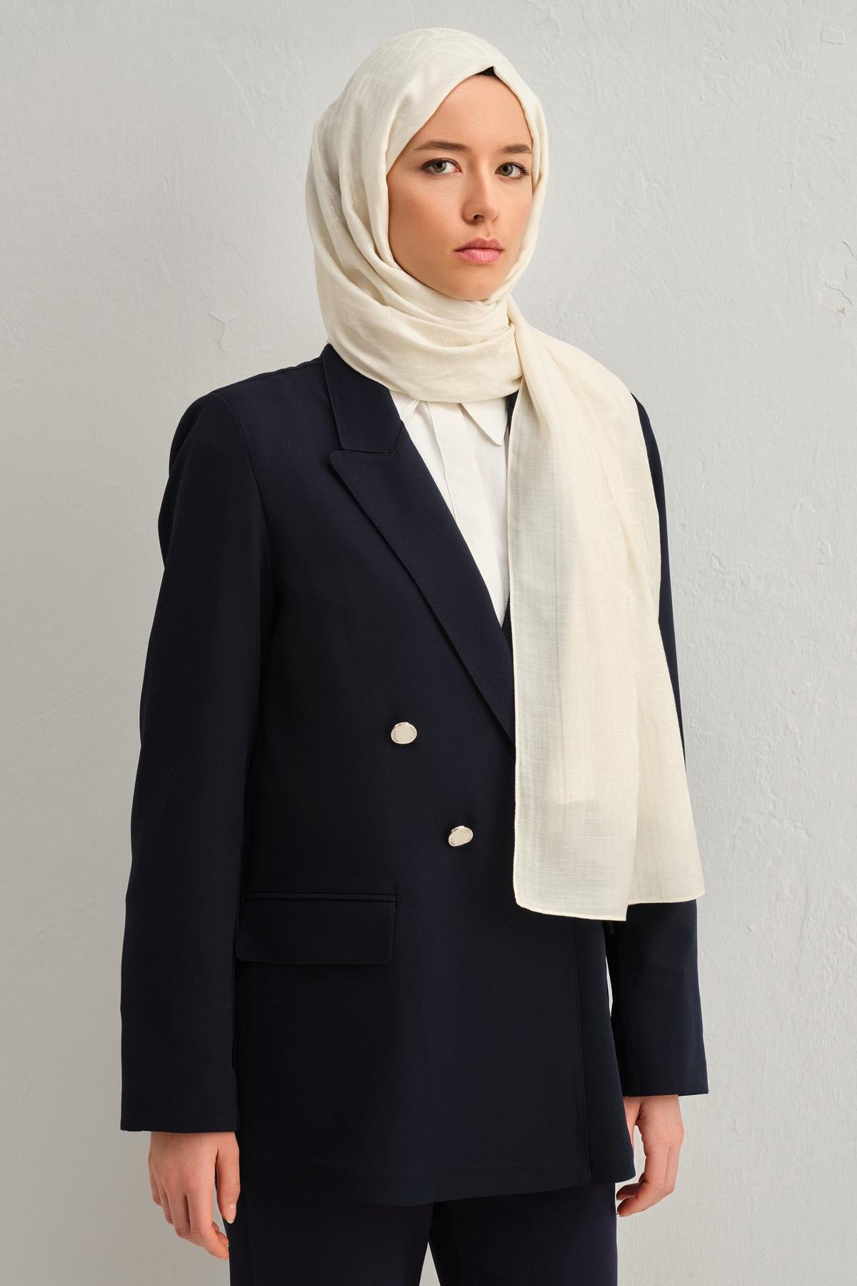 Armine Tensel İpek Şal 3 - Kaligrafi Desen - 32100 - Krem