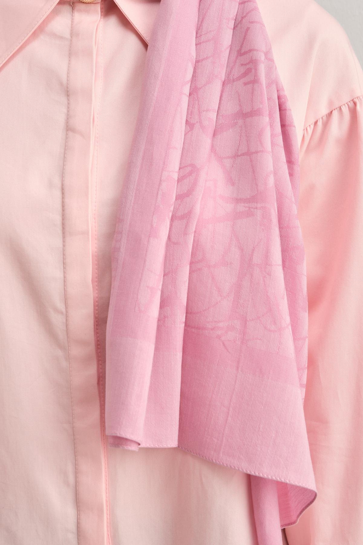 Armine Tensel İpek Şal 3 - Kaligrafi Desen - 32110 - Pembe