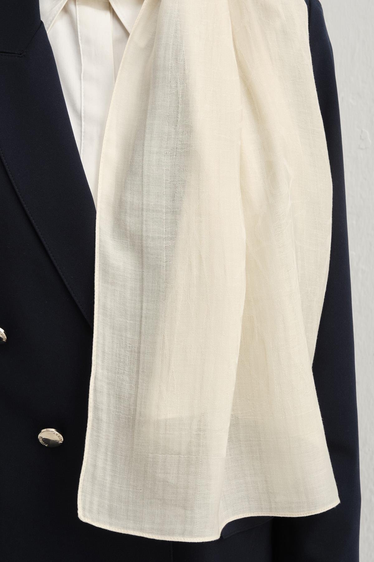 Armine Tensel İpek Şal 3 - Kaligrafi Desen - 32100 - Krem