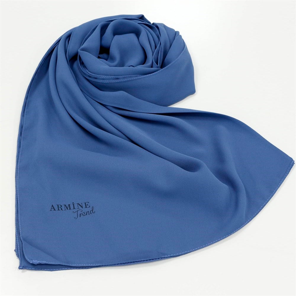 Armine Trend Crep Şal Düz Renk  - 22 - İndigo