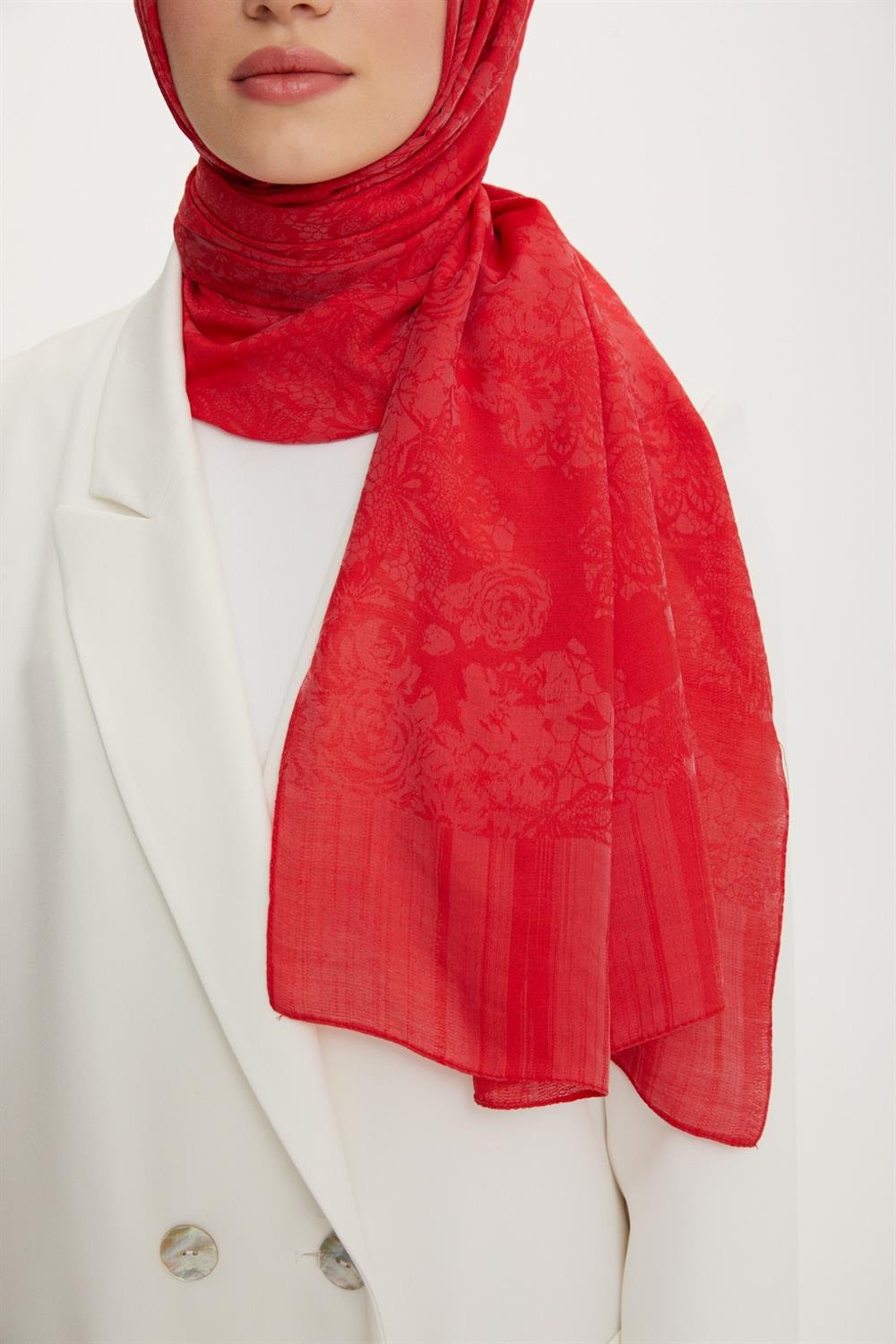 Armine Trend Işıl Şal 1 - Pamuklu - ATS1ISL-61 - Kırmızı