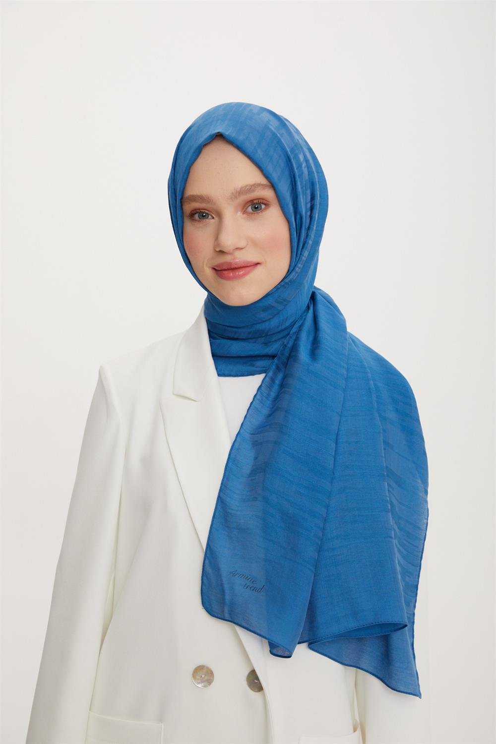 Armine Trend Işıl Şal 2 - Pamuklu - ATS2ISL-208 - Mavi