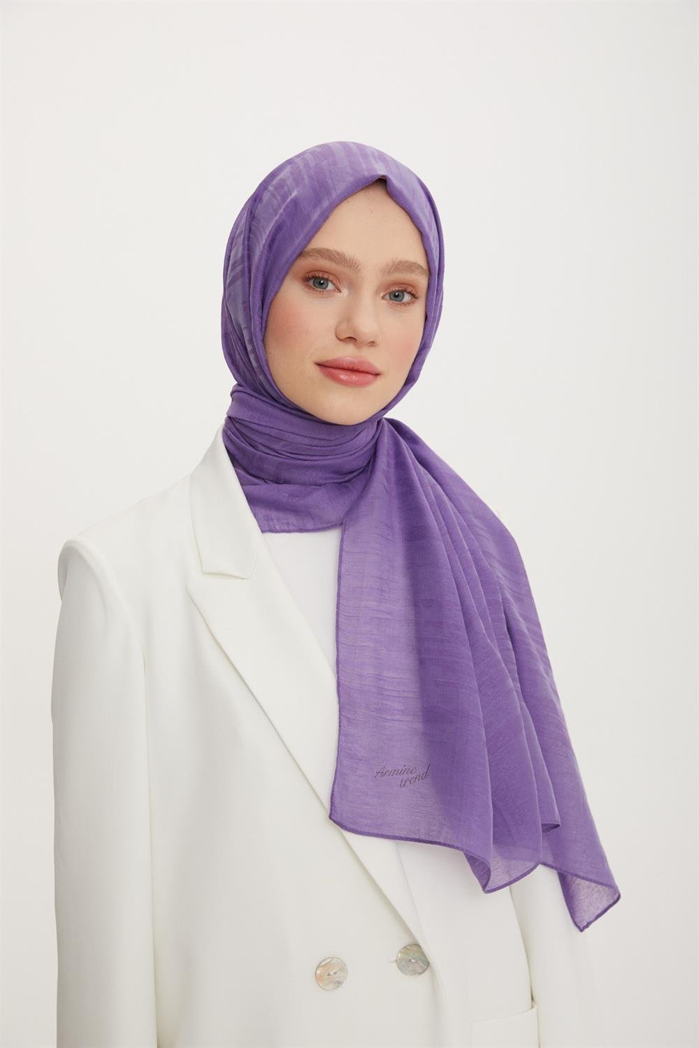 Armine Trend Işıl Şal 2 - Pamuklu - ATS2ISL-537 - Eflatun