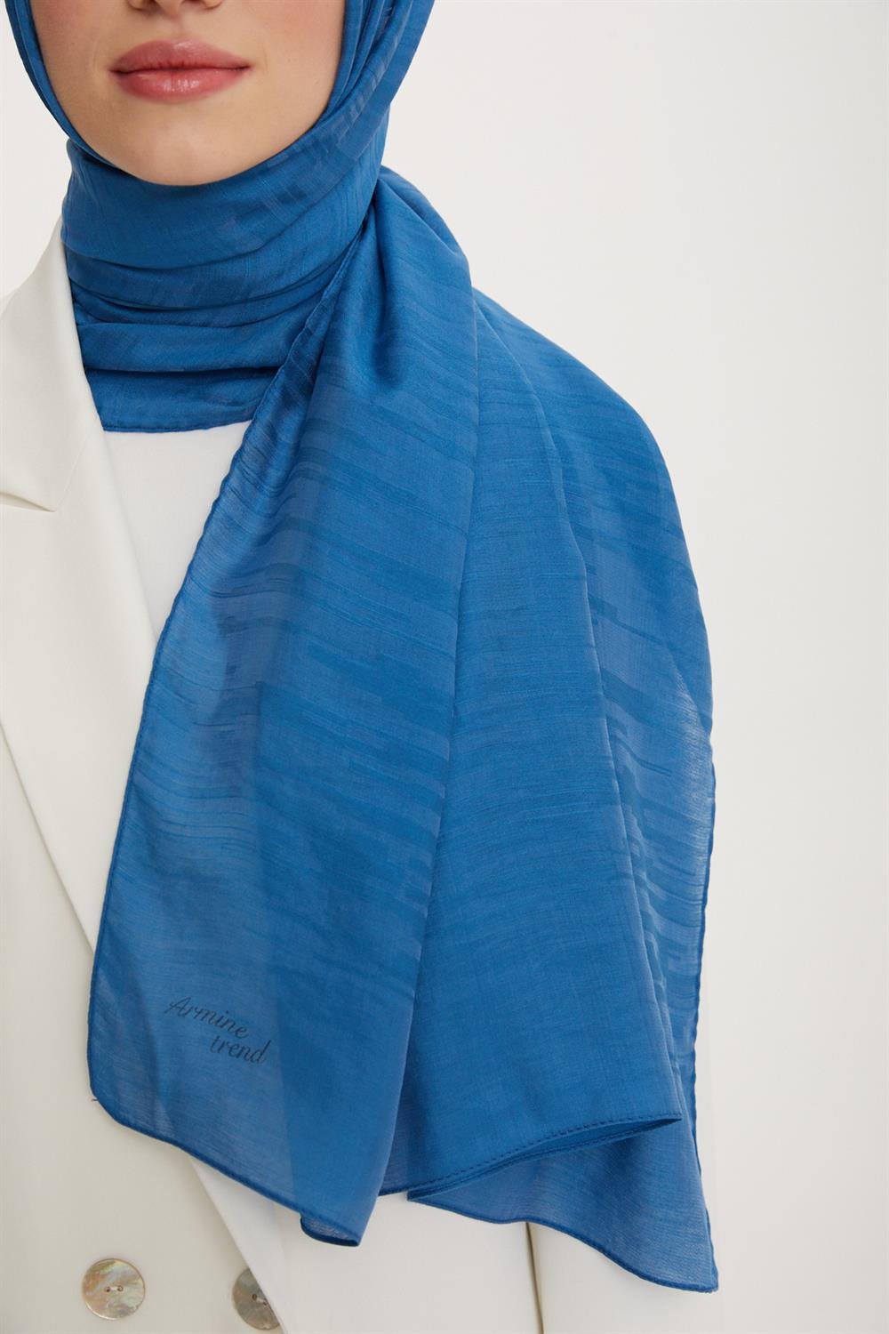 Armine Trend Işıl Şal 2 - Pamuklu - ATS2ISL-208 - Mavi