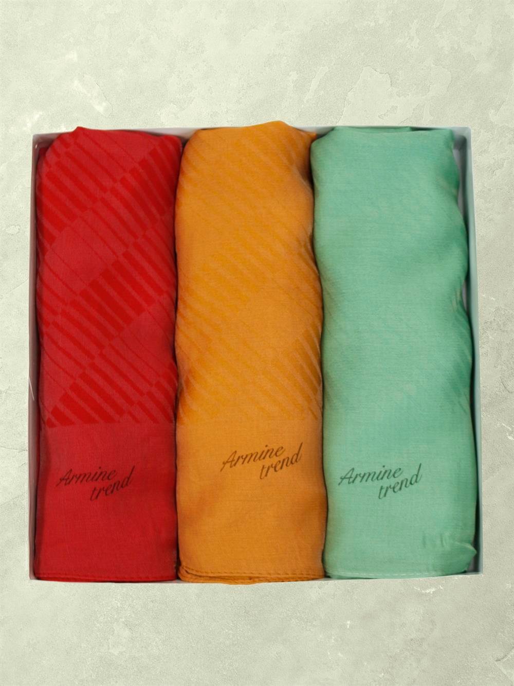 Armine Trend Işıl Şal - Pamuklu - ATS3ISL - 3'lü Set - Canlı Renkler