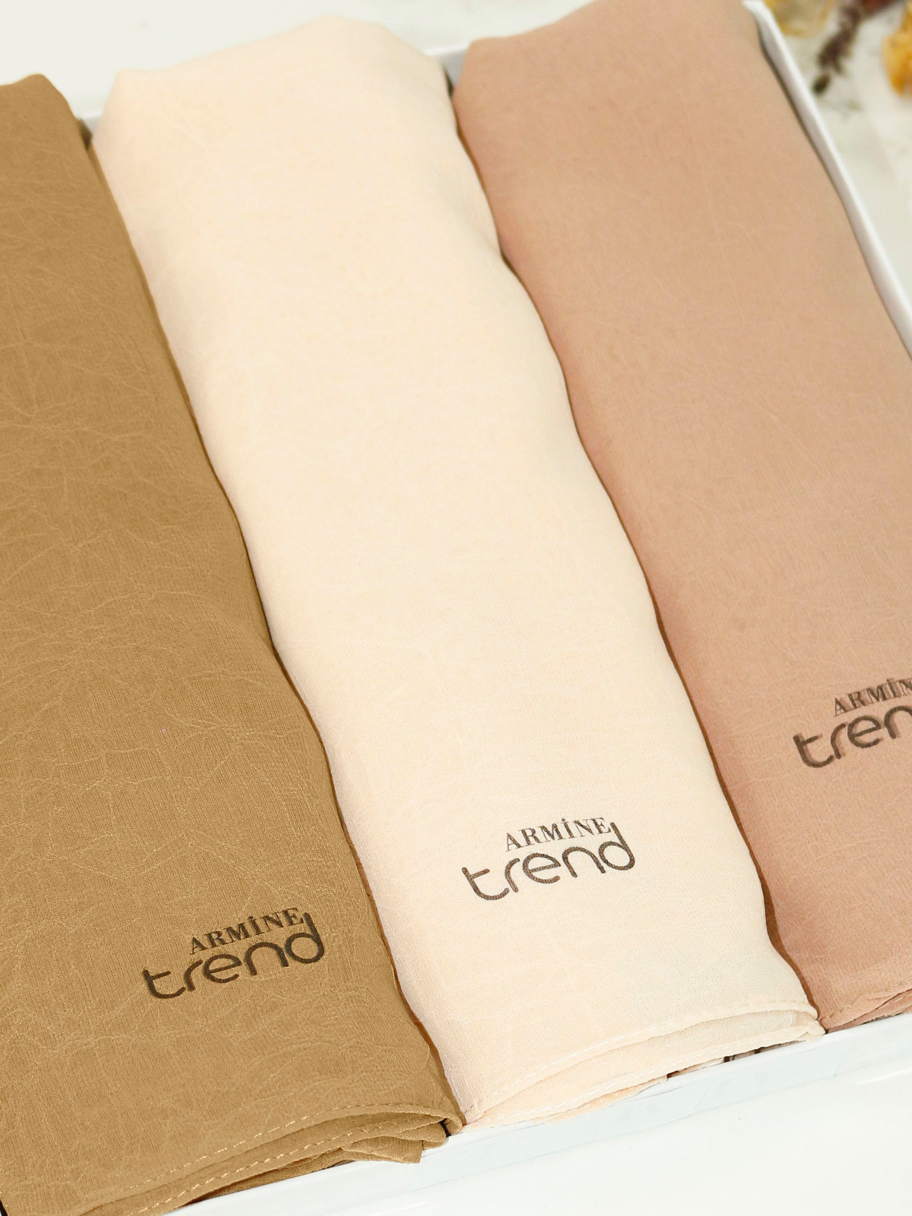 Armine Trend Krinkıl Şifon Şal - ATSKRN - 3'lü Set - Sonbahar Tonları