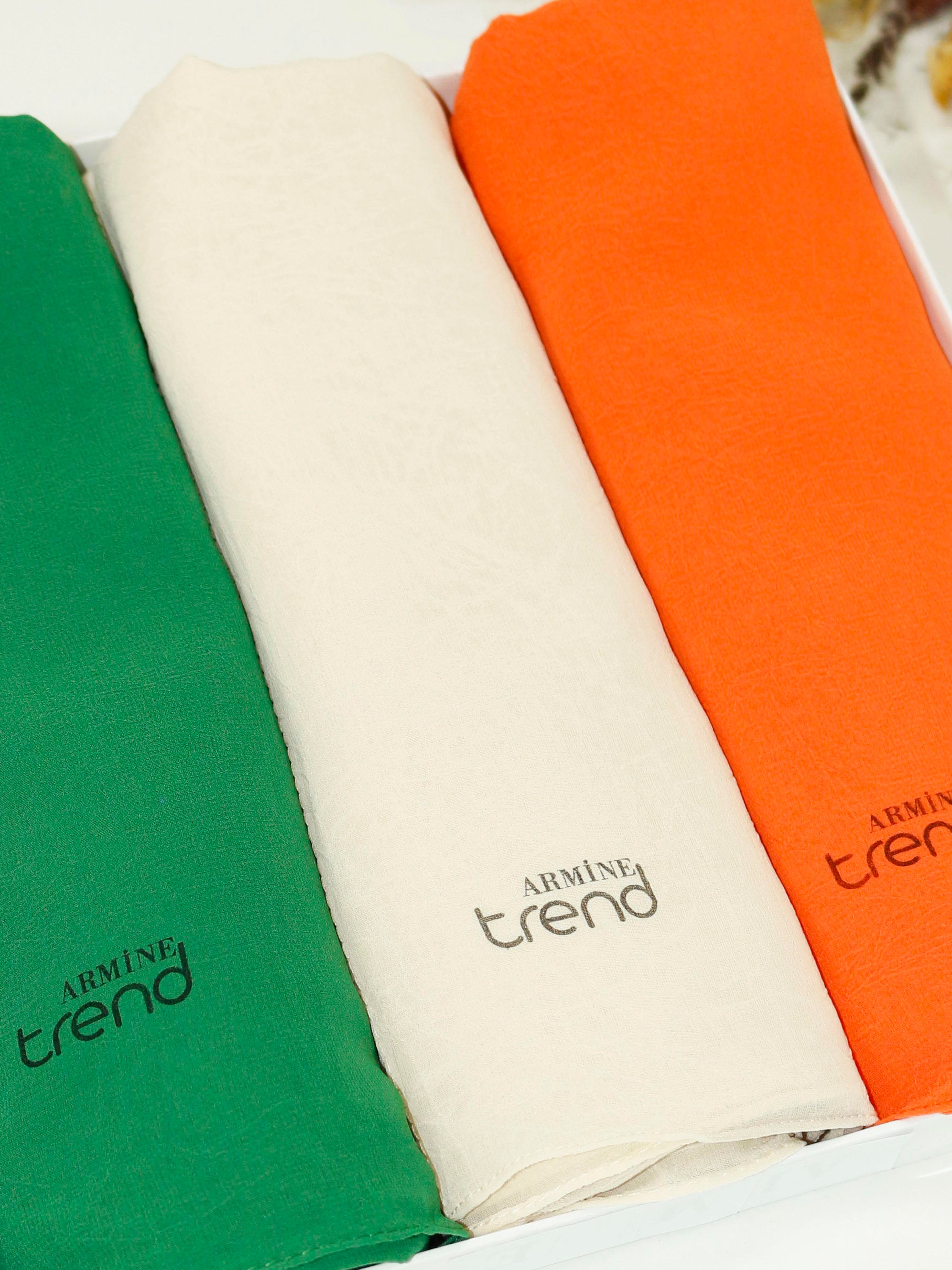 Armine Trend Krinkıl Şifon Şal - ATSKRN - 3'lü Set - Portakal Çiçeği