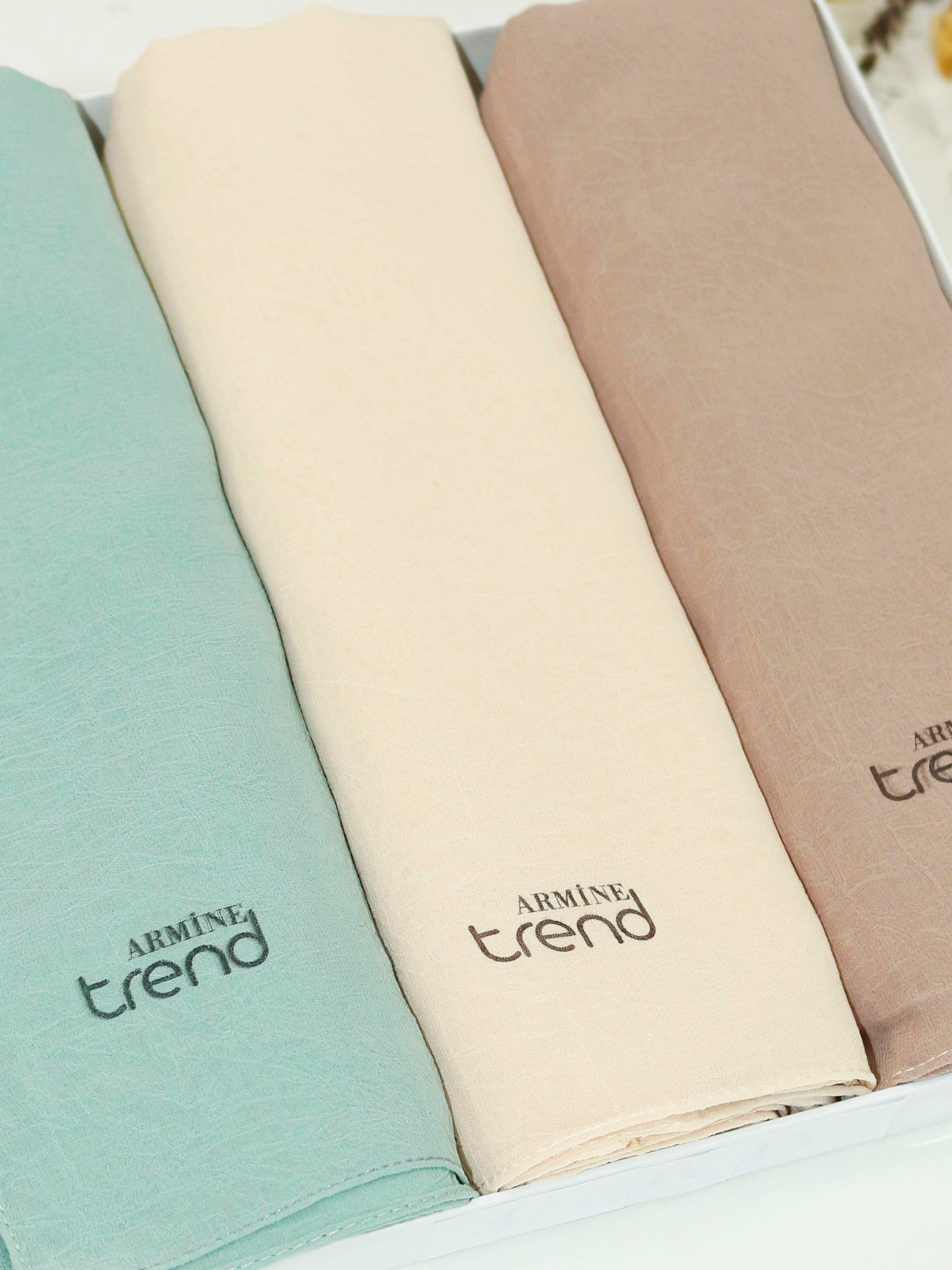 Armine Trend Krinkıl Şifon Şal - ATSKRN - 3'lü Set - Soft Renkler