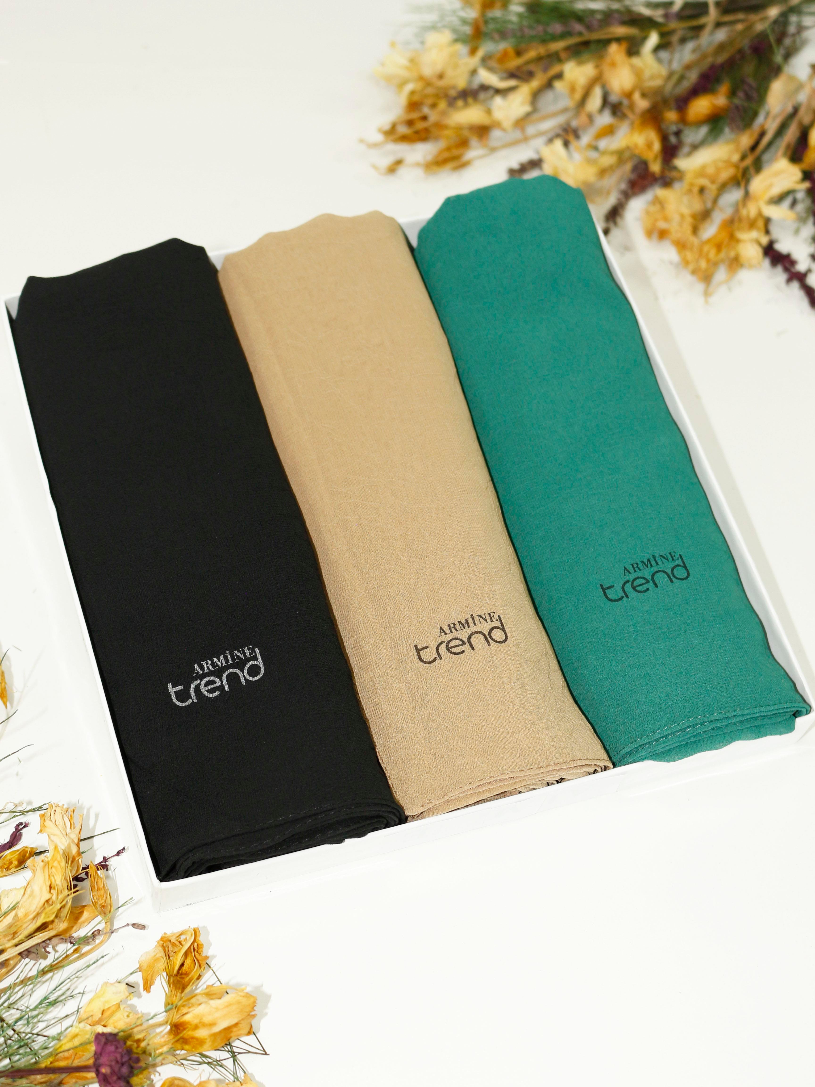 Armine Trend Krinkıl Şifon Şal - ATSKRN - 3'lü Set - Gizemli Orman