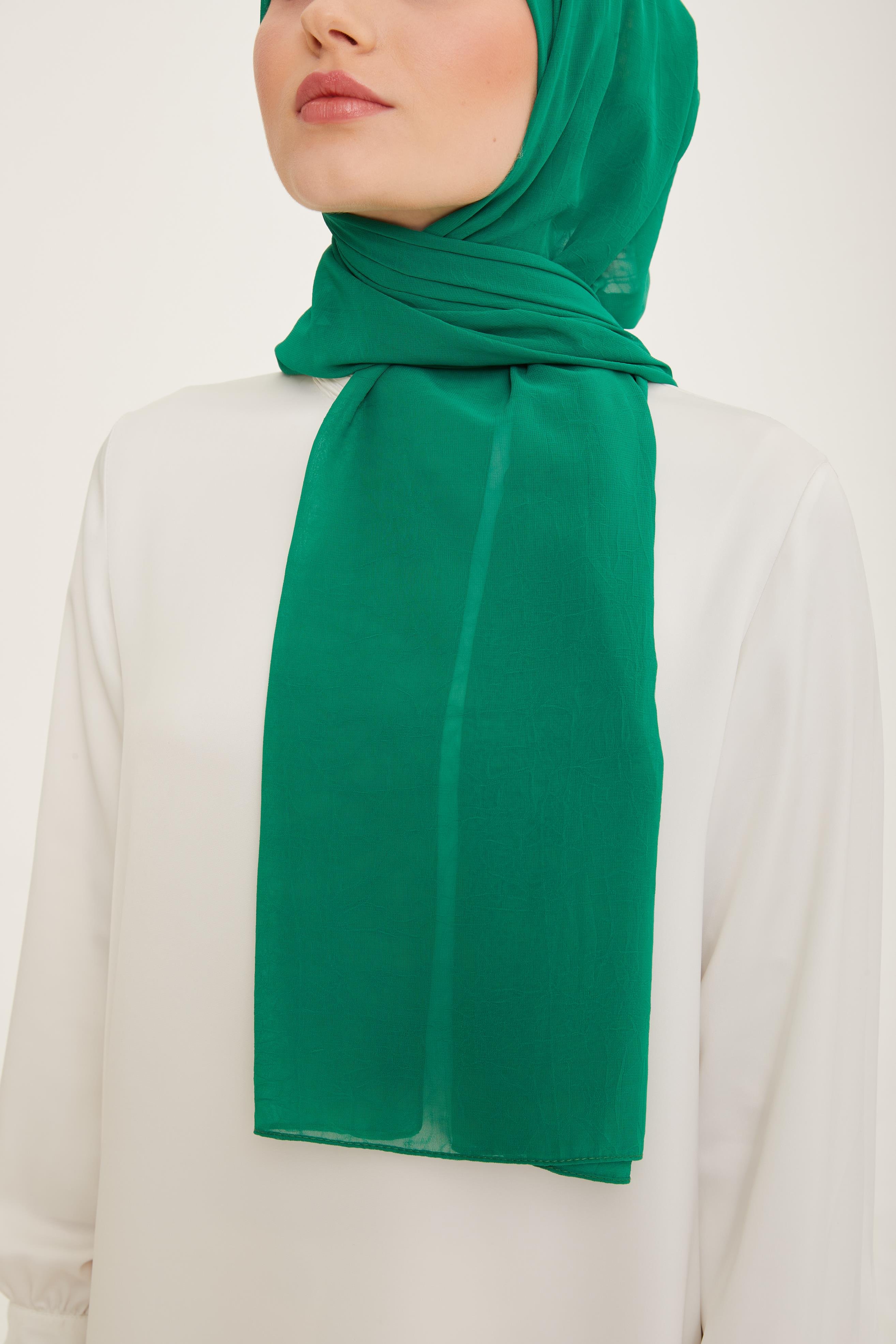 Armine Trend Krinkıl Şifon Şal - ATSKRN - 3'lü Set - Kırık Beyaz, Hardal Sarısı, Yeşil