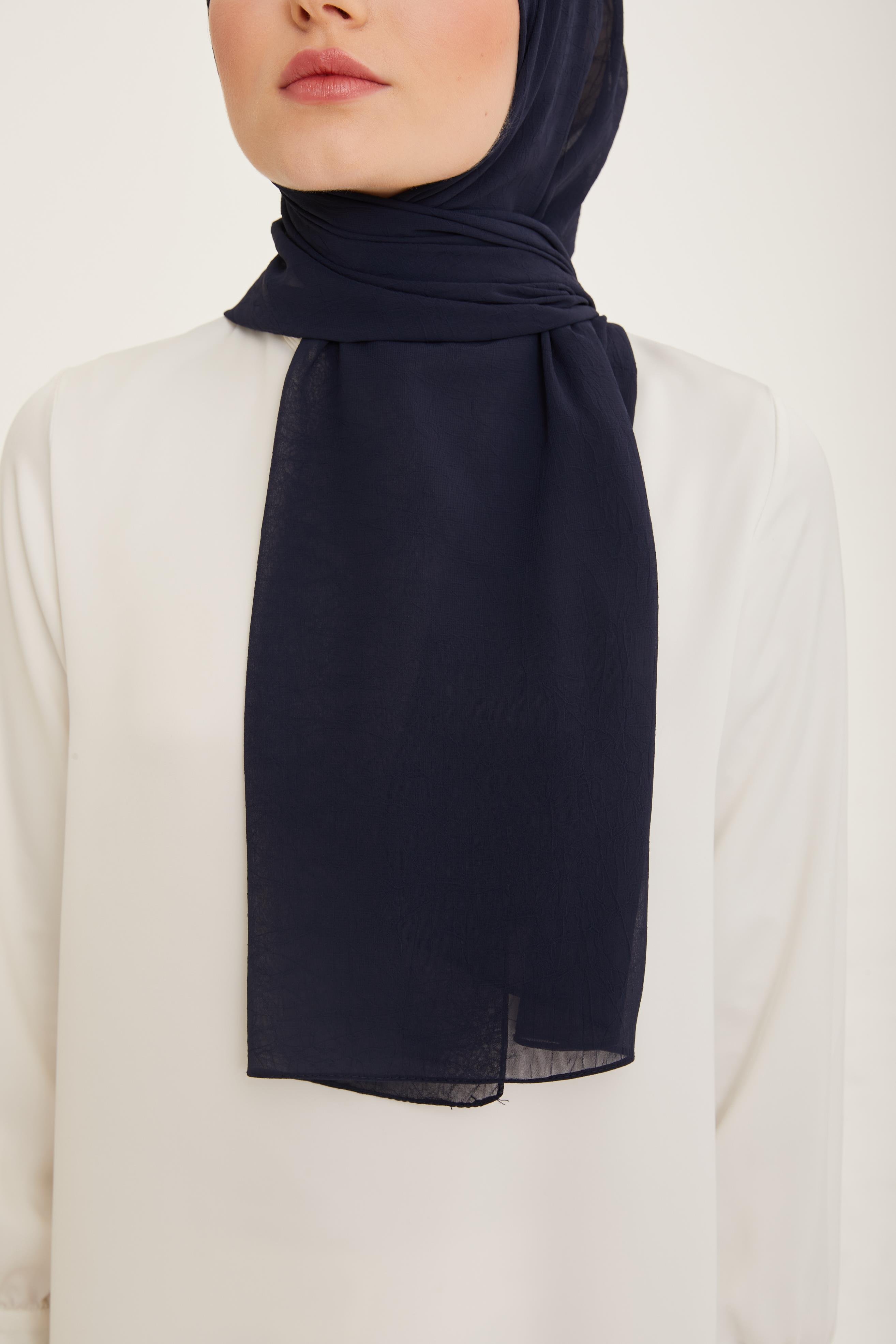 Armine Trend Krinkıl Şifon Şal - ATSKRN - 3'lü Set - Lacivert, Gri, Mavi