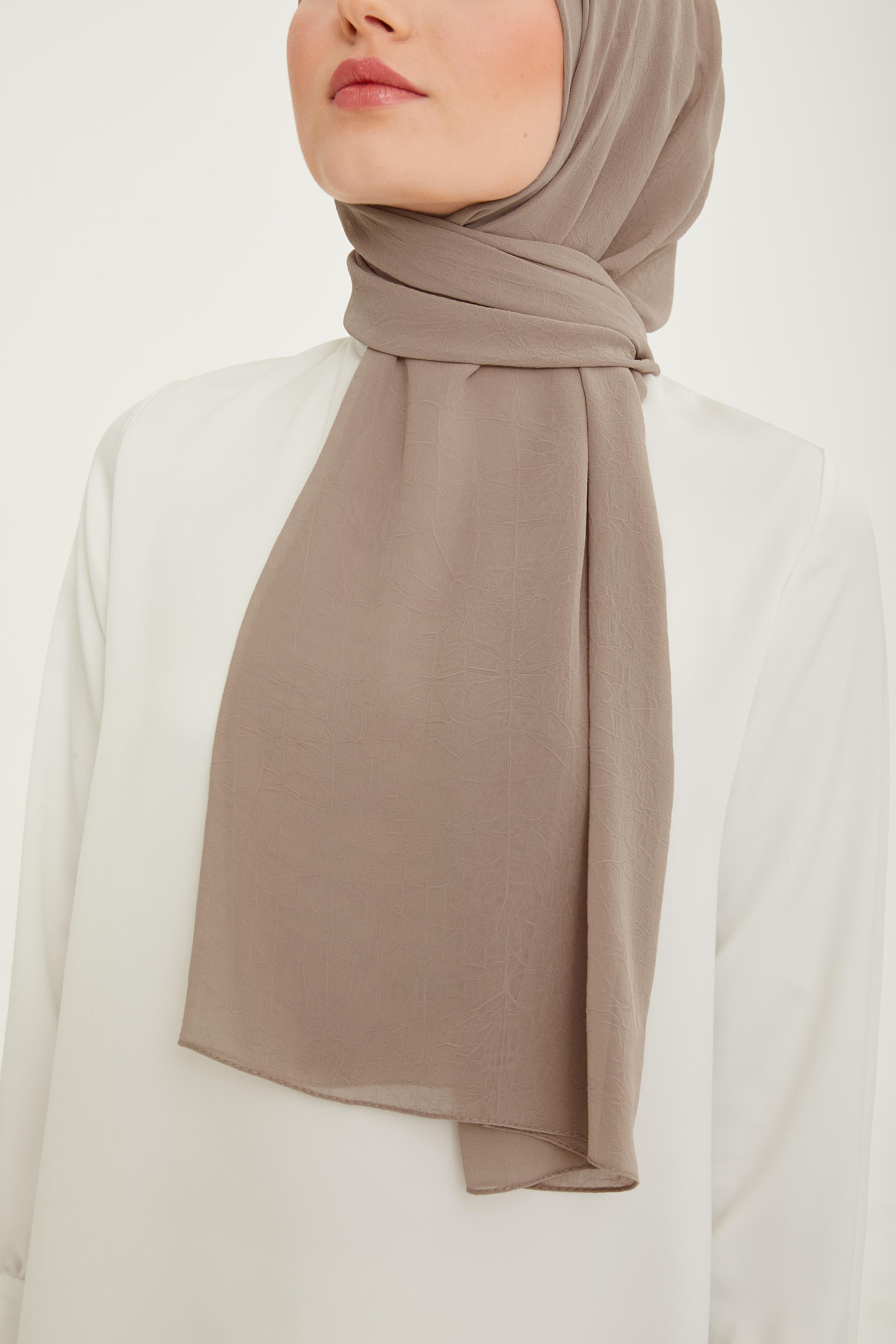 Armine Trend Krinkıl Şifon Şal - ATSKRN - 3'lü Set - Gri, Vizon, Pembe