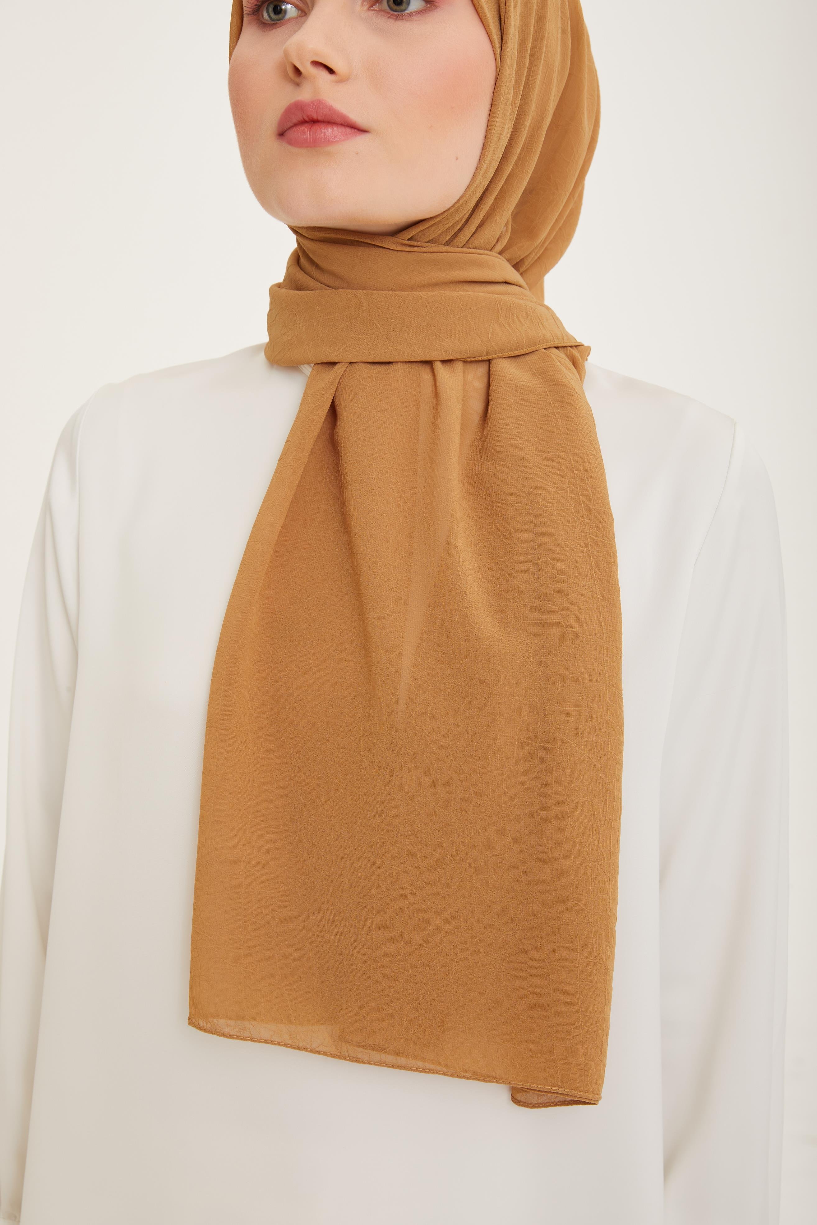 Armine Trend Krinkıl Şifon Şal - ATSKRN - 3'lü Set - Lacivert, Saman Sarısı, Vişne