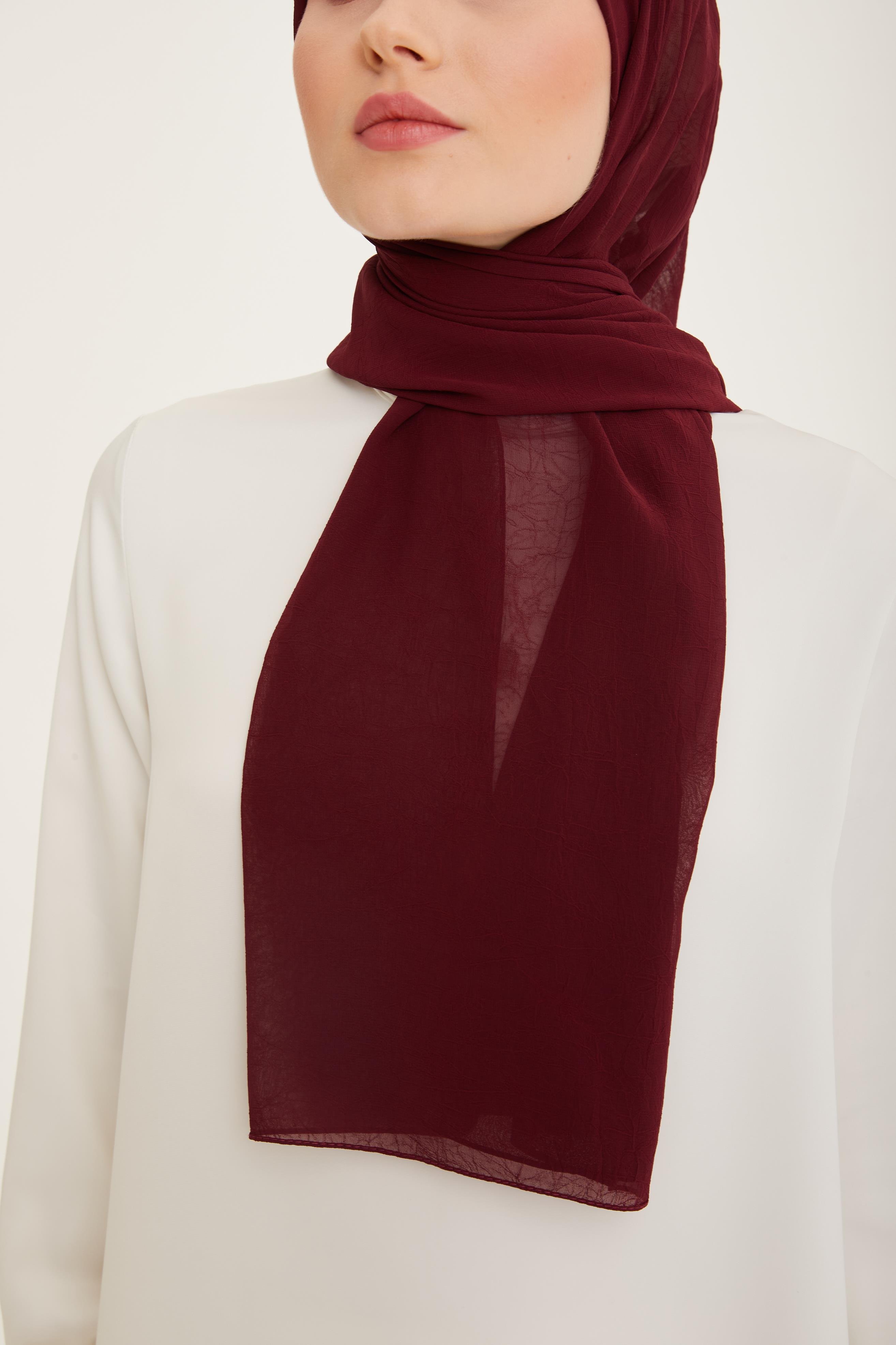 Armine Trend Krinkıl Şifon Şal - ATSKRN - 3'lü Set - Siyah, Sütlü Kahve, Bordo