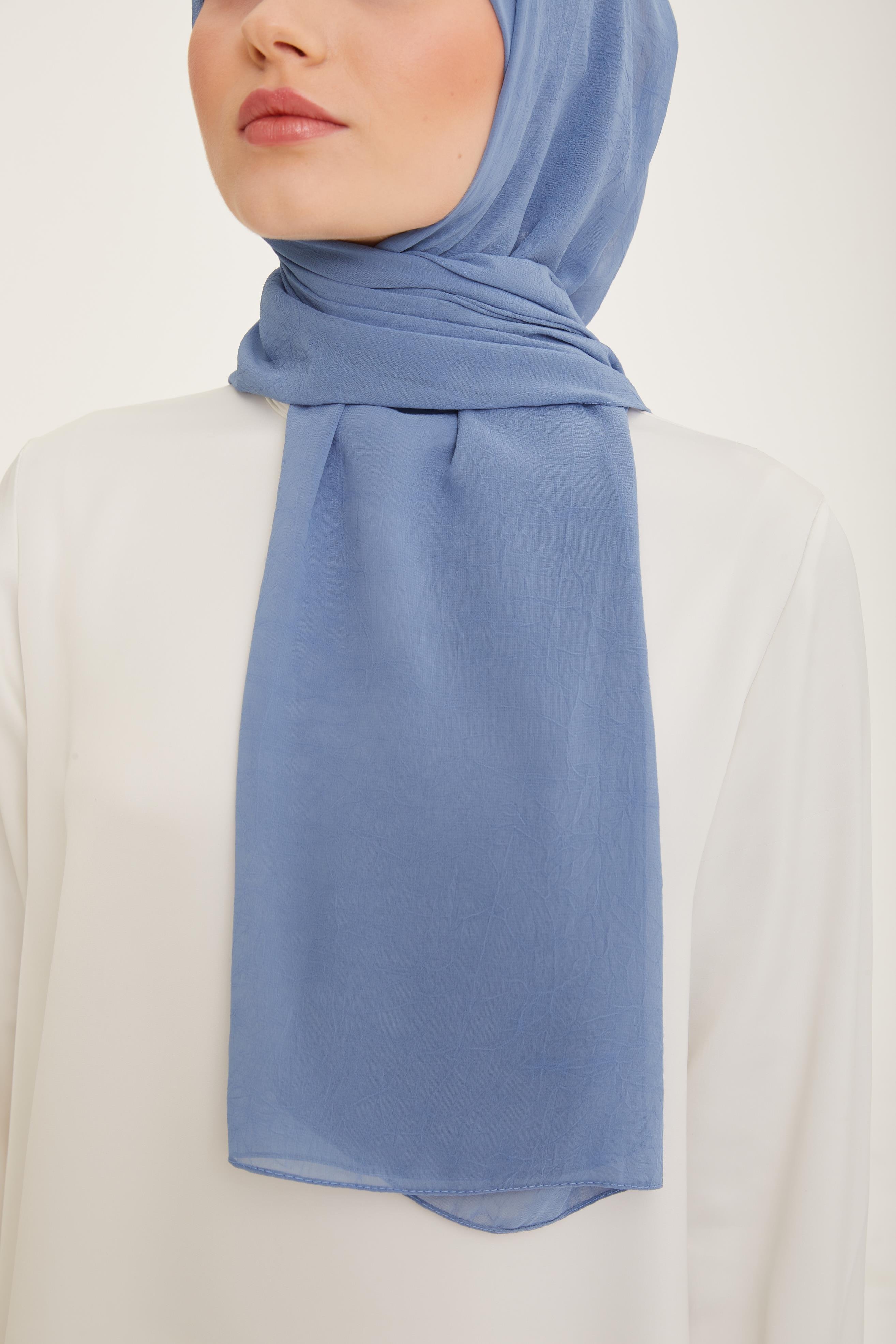 Armine Trend Krinkıl Şifon Şal - ATSKRN - 3'lü Set - Lacivert, Gri, Mavi