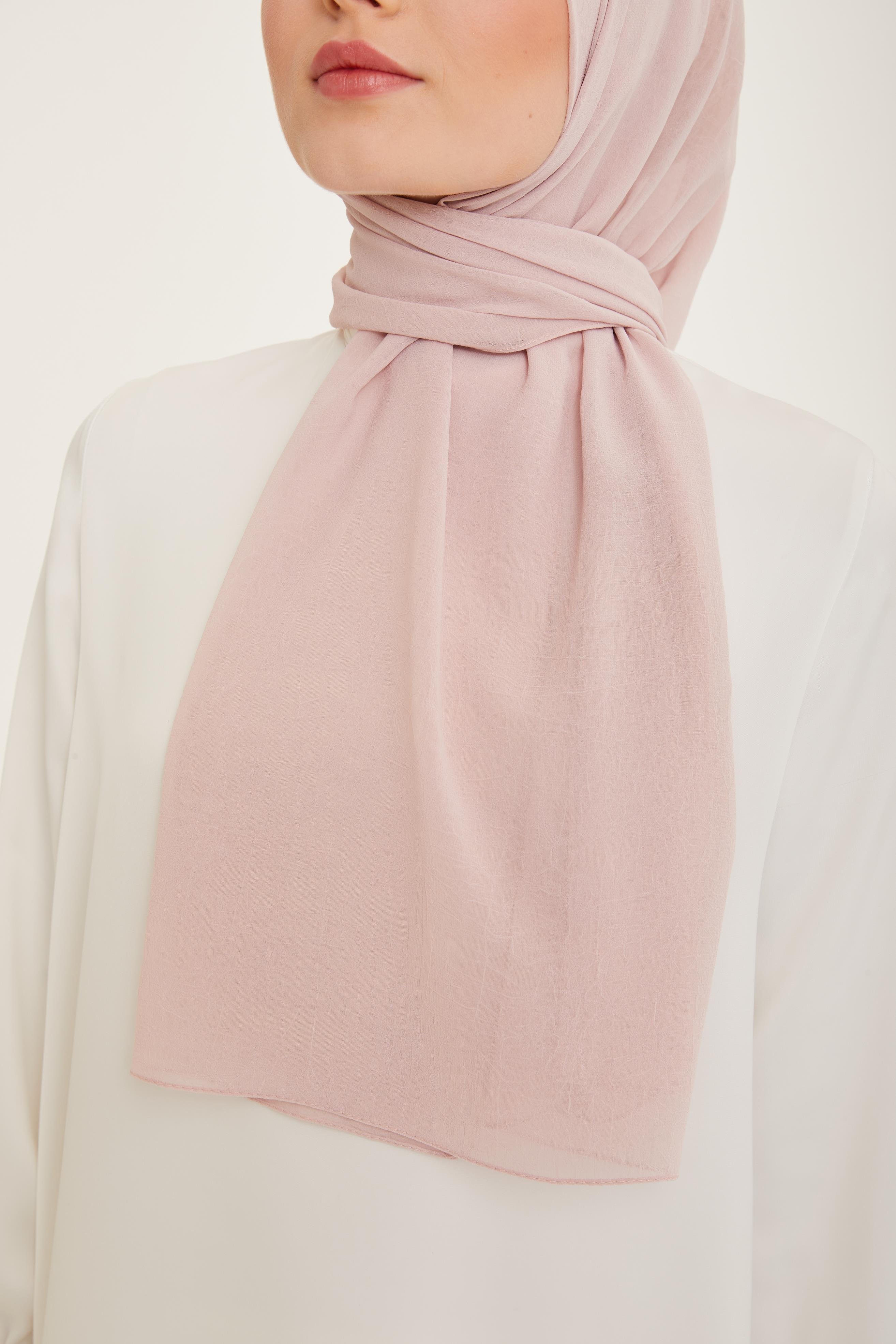 Armine Trend Krinkıl Şifon Şal - ATSKRN - 3'lü Set - Bisküvi, Toz Pembe, Mavi