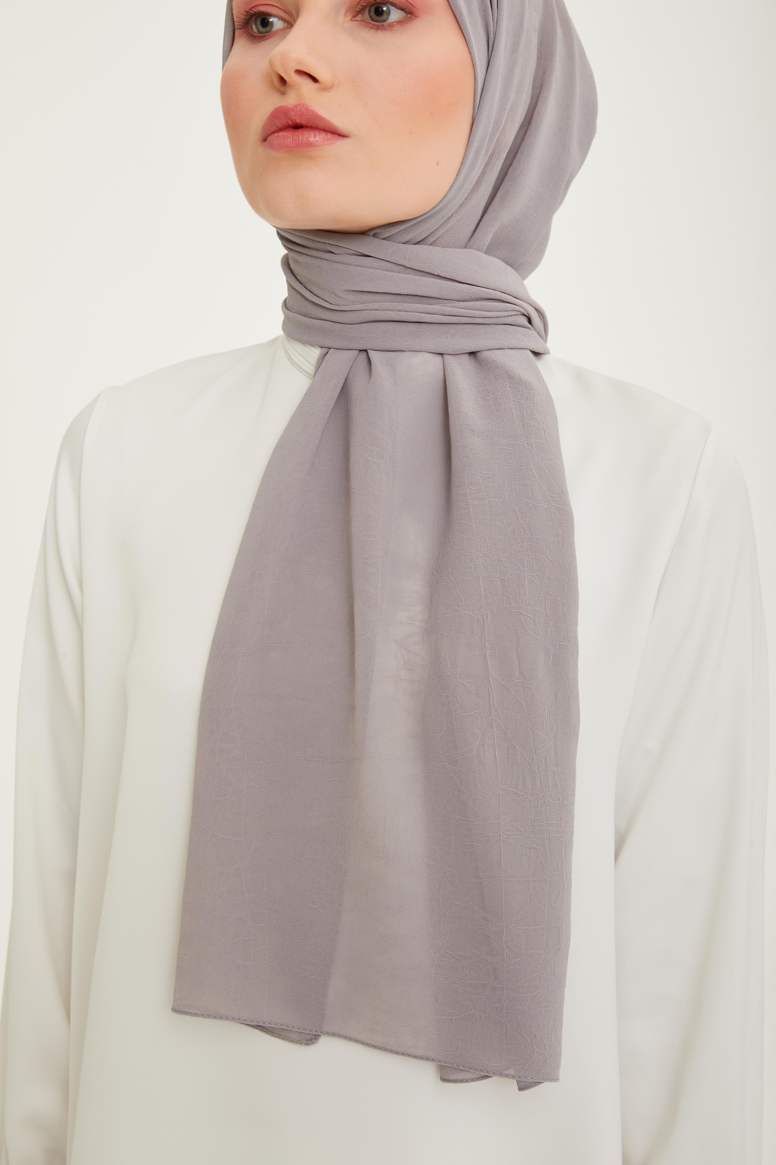 Armine Trend Krinkıl Şifon Şal - ATSKRN - 3'lü Set - Gri, Gök Mavisi, Fuşya