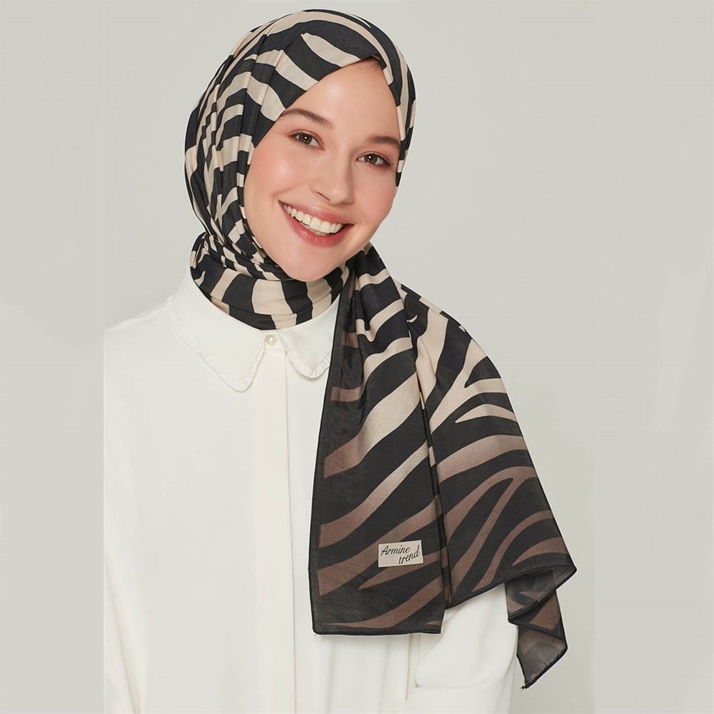 Armine Trend Modal Şal - Zebra Desenli - 2206-02