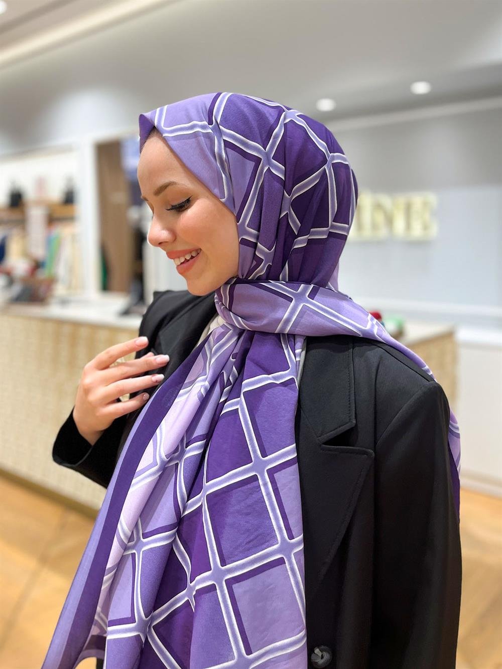 Armine Trend Modal Şal - Karo Desen - 5338-11