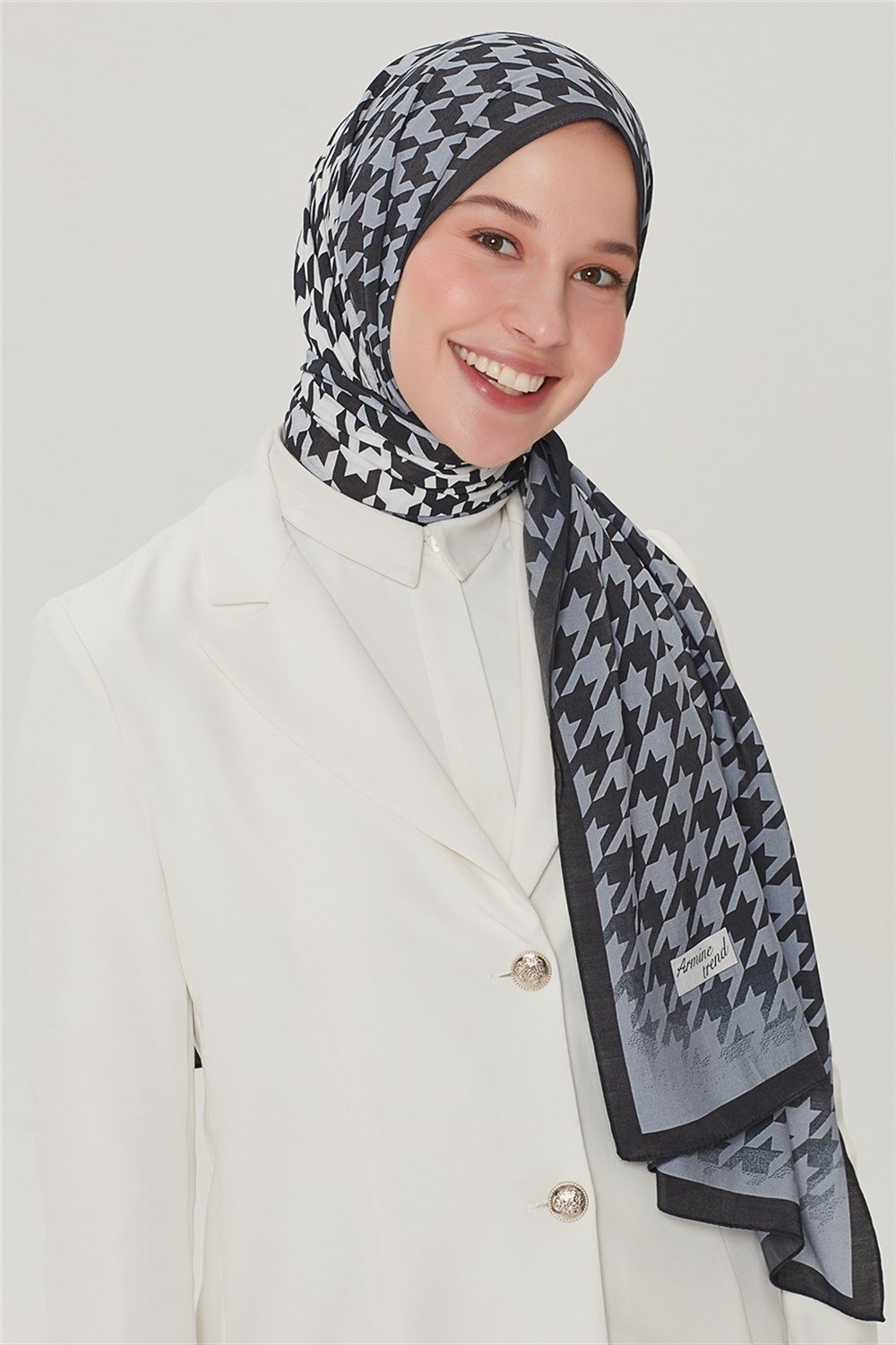 Armine Trend Modal Şal - Kazayağı - Siyah/Gri - MD2254-08
