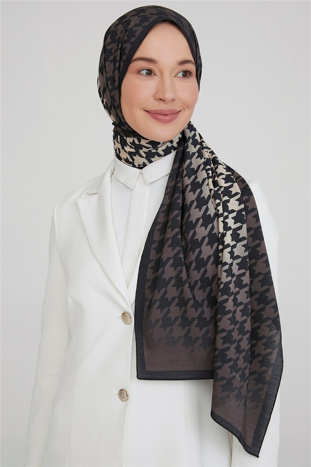 Armine Trend Modal Şal - Kazayağı - Siyah/Kahve - MD2254-05