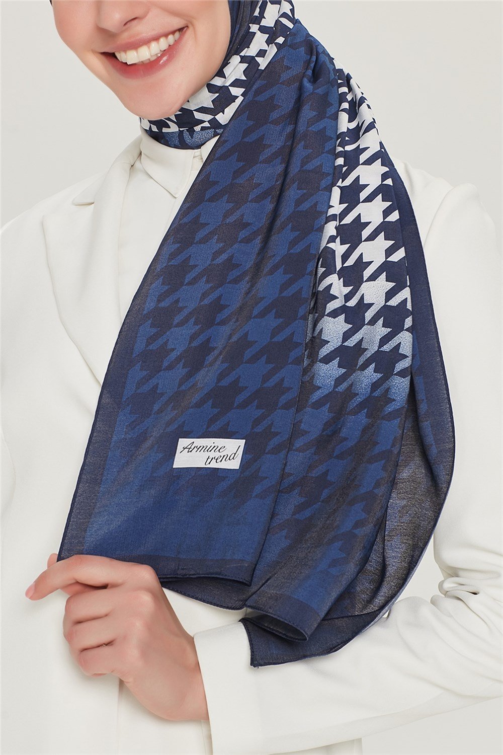 Armine Trend Modal Şal - Kazayağı - Siyah/Lacivert - MD2254-02