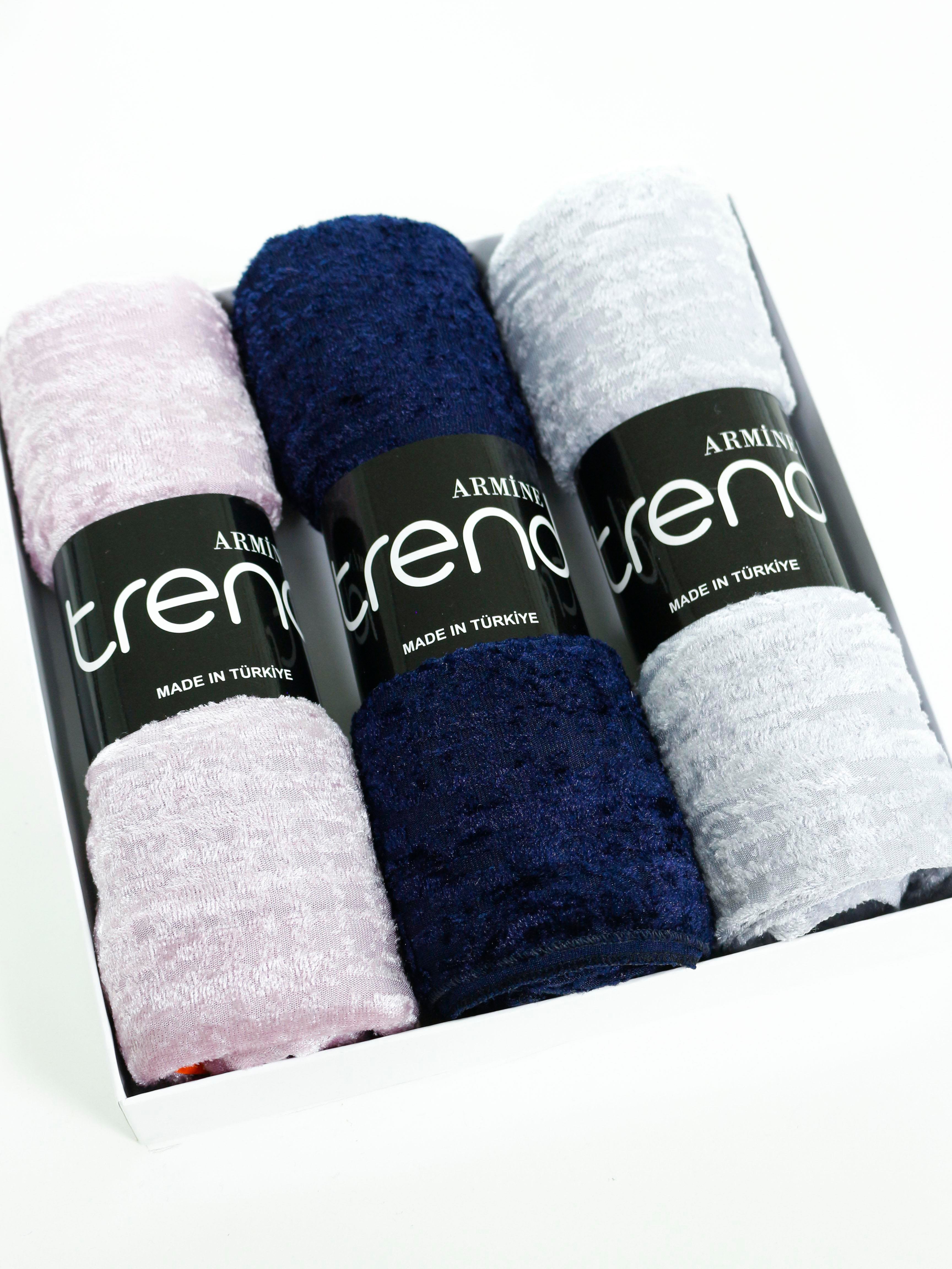Armine Trend Örme Şal 2 - ATS2OR - 3'lü Set - Lila, Gece Mavisi, Gri