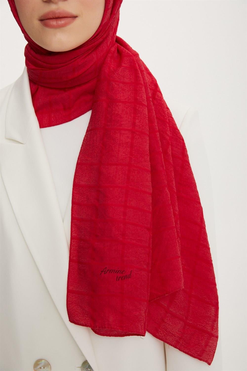 Armine Trend Star Şal - 3'lü Set - Laci, Haki, Kırmızı - ATSSTR-566-569-3494