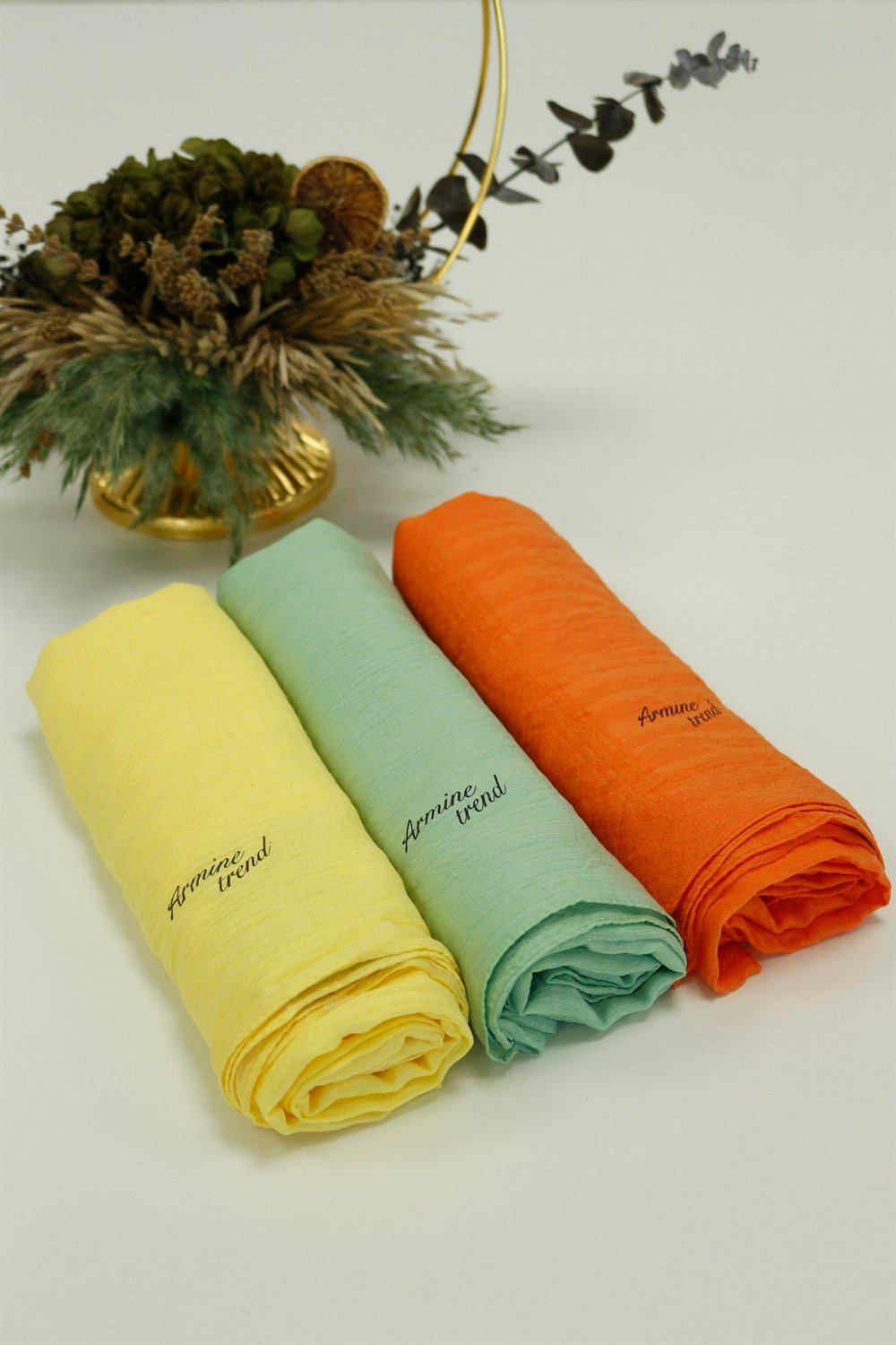 Armine Trend Star Şal - 3'lü Set - Sarı, Yeşil, Turuncu - ATSSTR-562-563-564