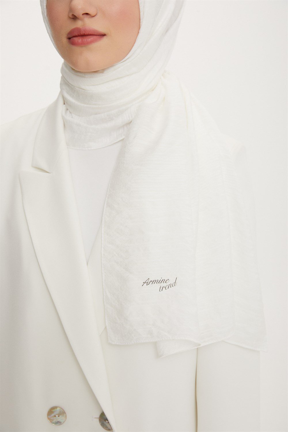 Armine Trend Star Şal - ATSSTR-02- Beyaz