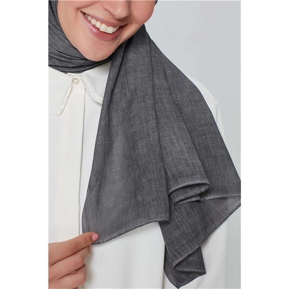 Armine Trend Taşlanmış Pamuk Şal - Antrasit