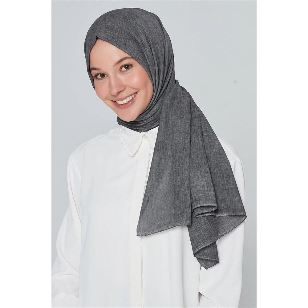 Armine Trend Taşlanmış Pamuk Şal - Antrasit