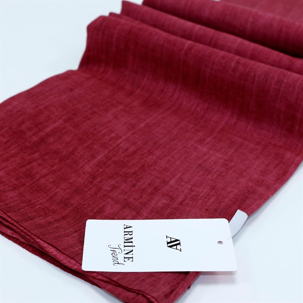 Armine Trend Taşlanmış Pamuk Şal - Kırmızı