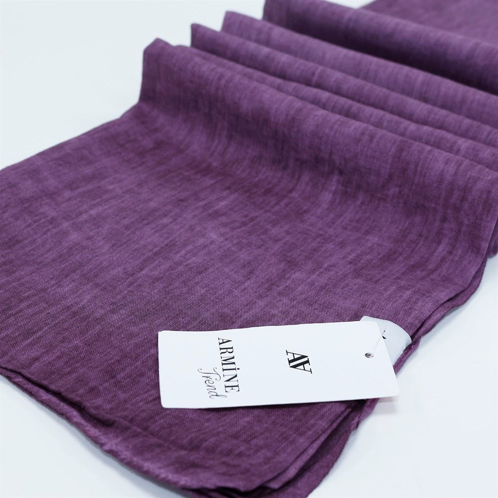 Armine Trend Taşlanmış Pamuk Şal - Mor