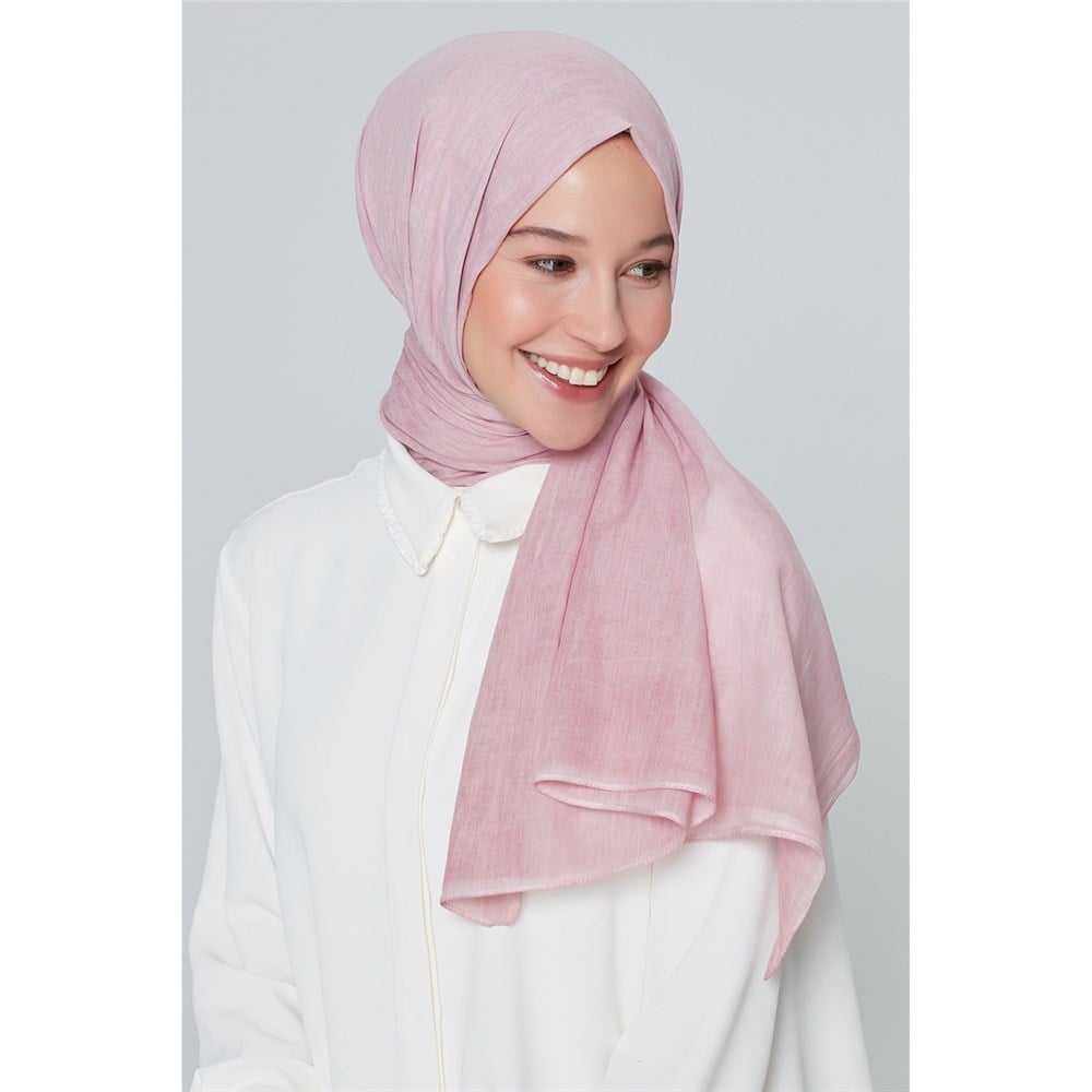 Armine Trend Taşlanmış Pamuk Şal - Pudra