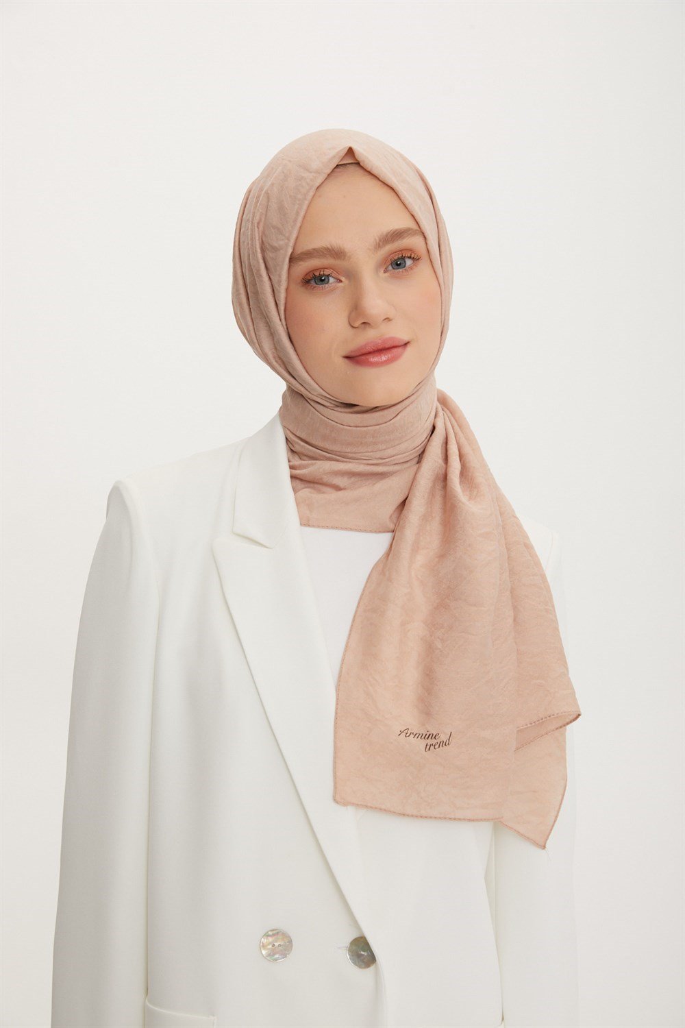 Armine Trend Vega Şal - Modal Kumaş - 3'lü Set - Beyaz ve Kahverengi - ATSVG-02-568-571