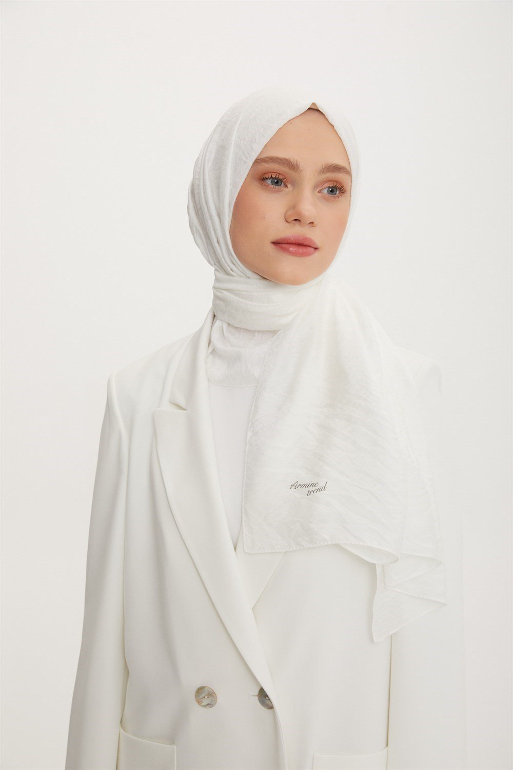 Armine Trend Vega Şal - Modal Kumaş - 3'lü Set - Beyaz ve Kahverengi - ATSVG-02-568-571